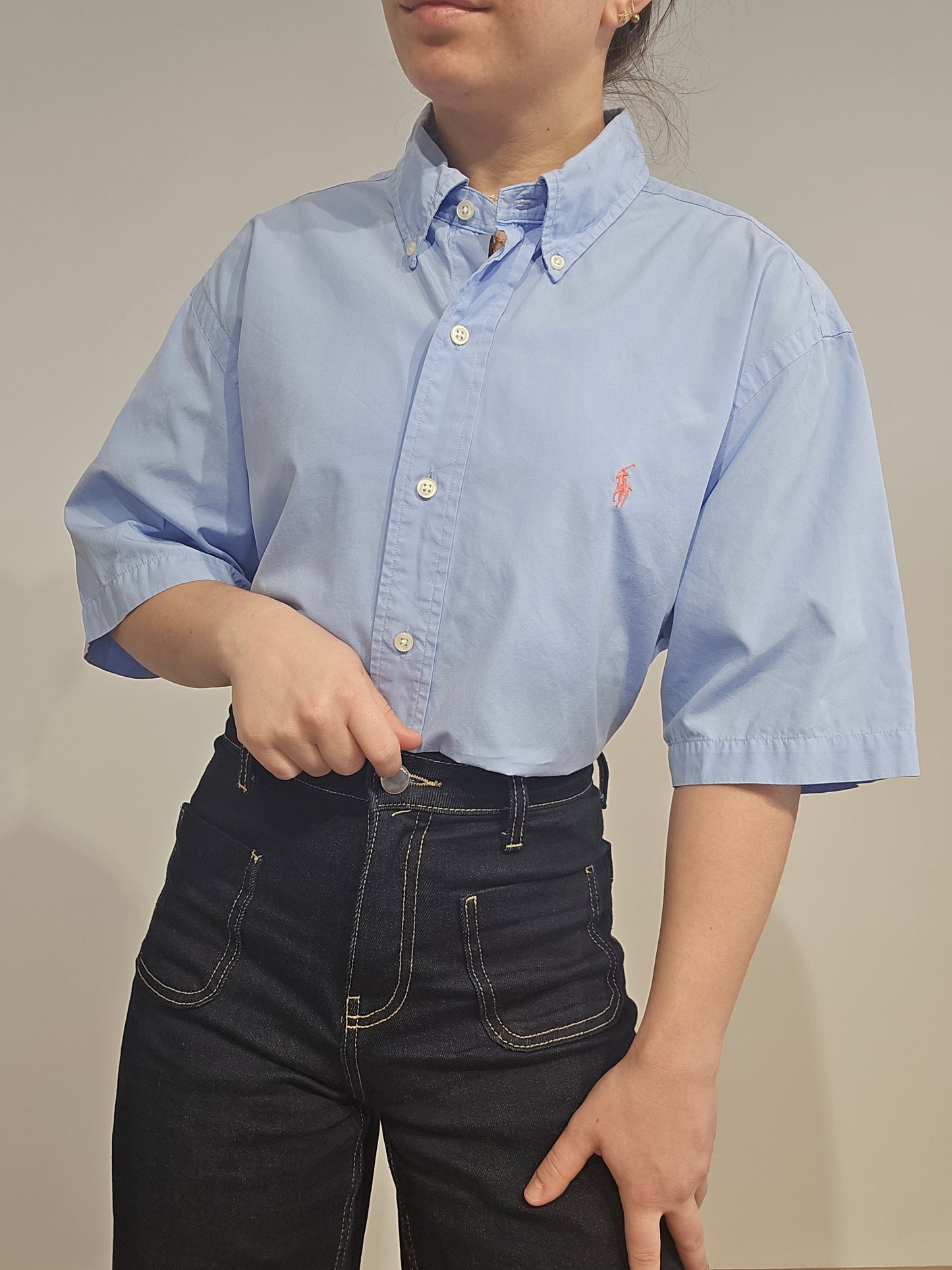 Chemise coupe classic fit en coton bleu ciel - L