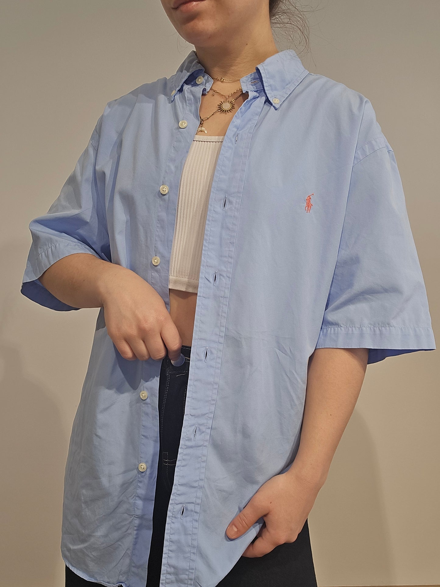 Chemise coupe classic fit en coton bleu ciel - L
