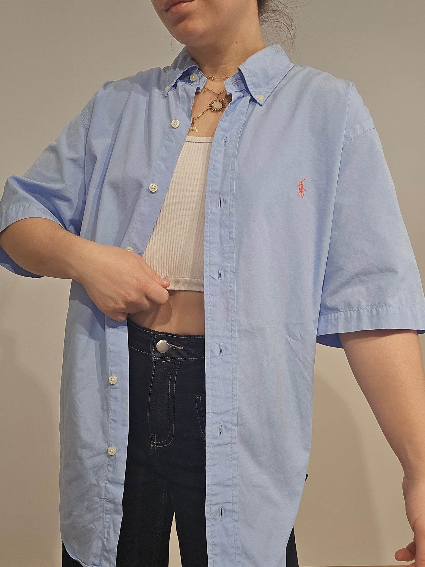 Chemise coupe classic fit en coton bleu ciel - L