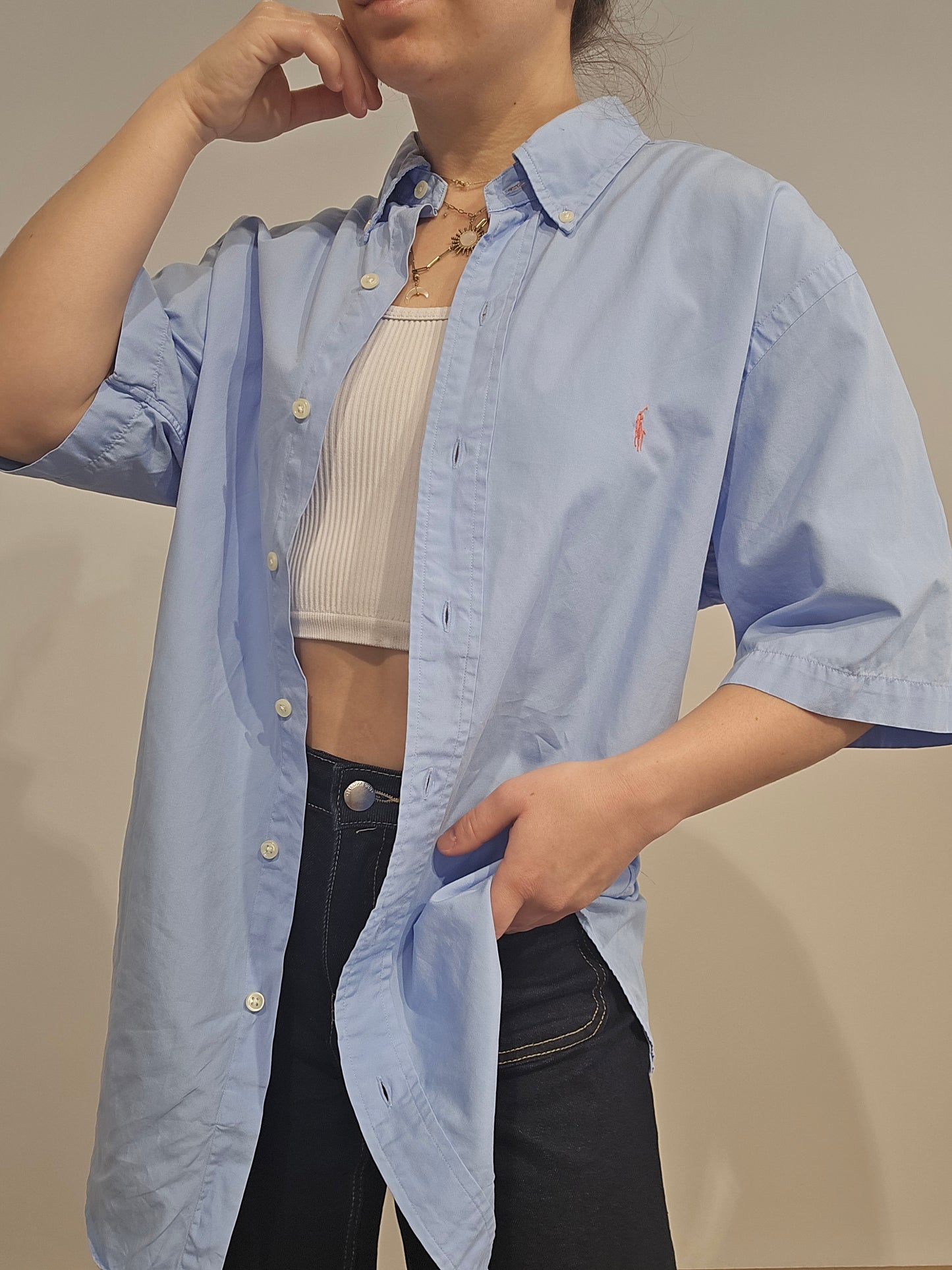 Chemise coupe classic fit en coton bleu ciel - L