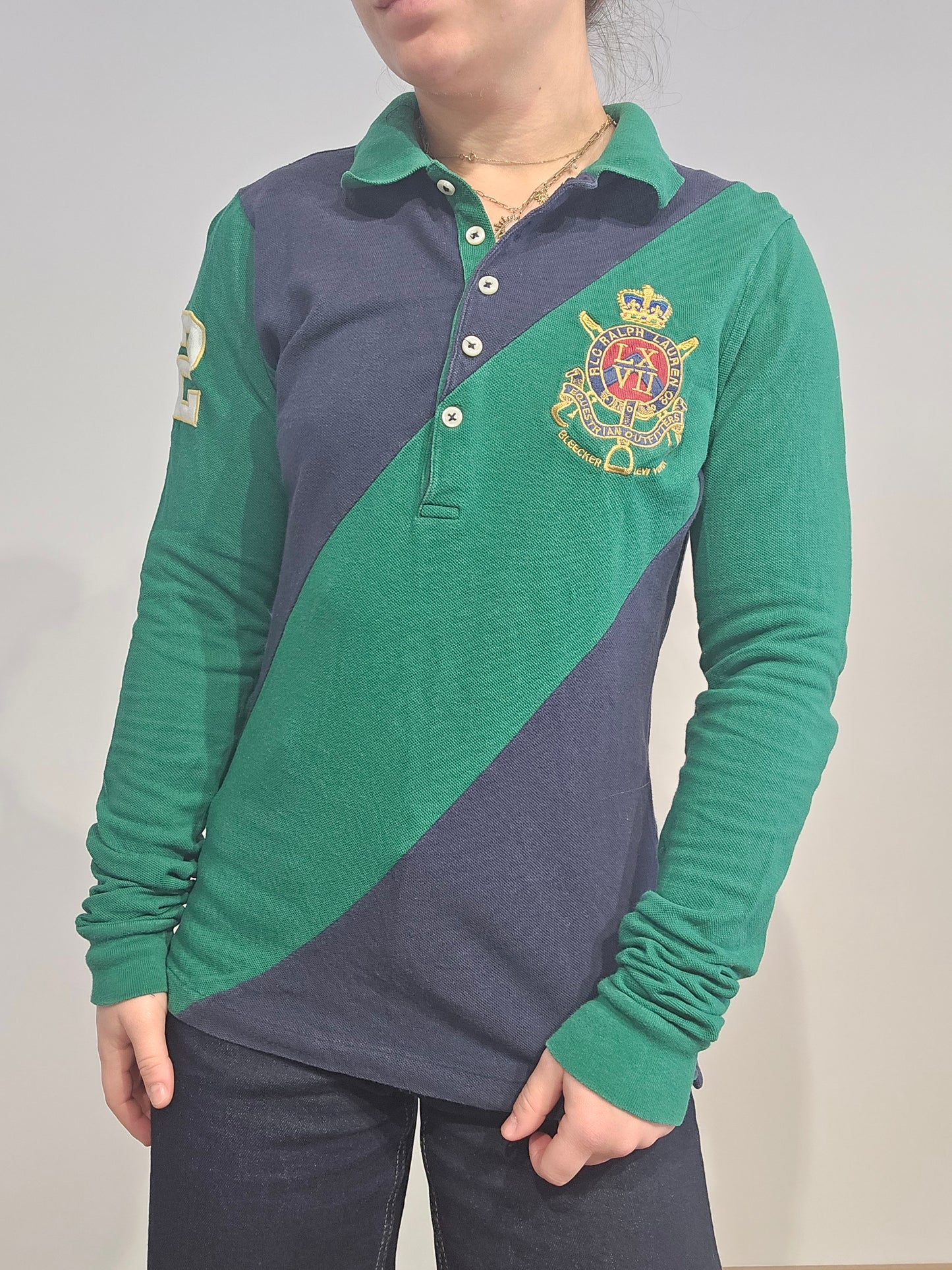 Polo en coton vert et noir - S/M