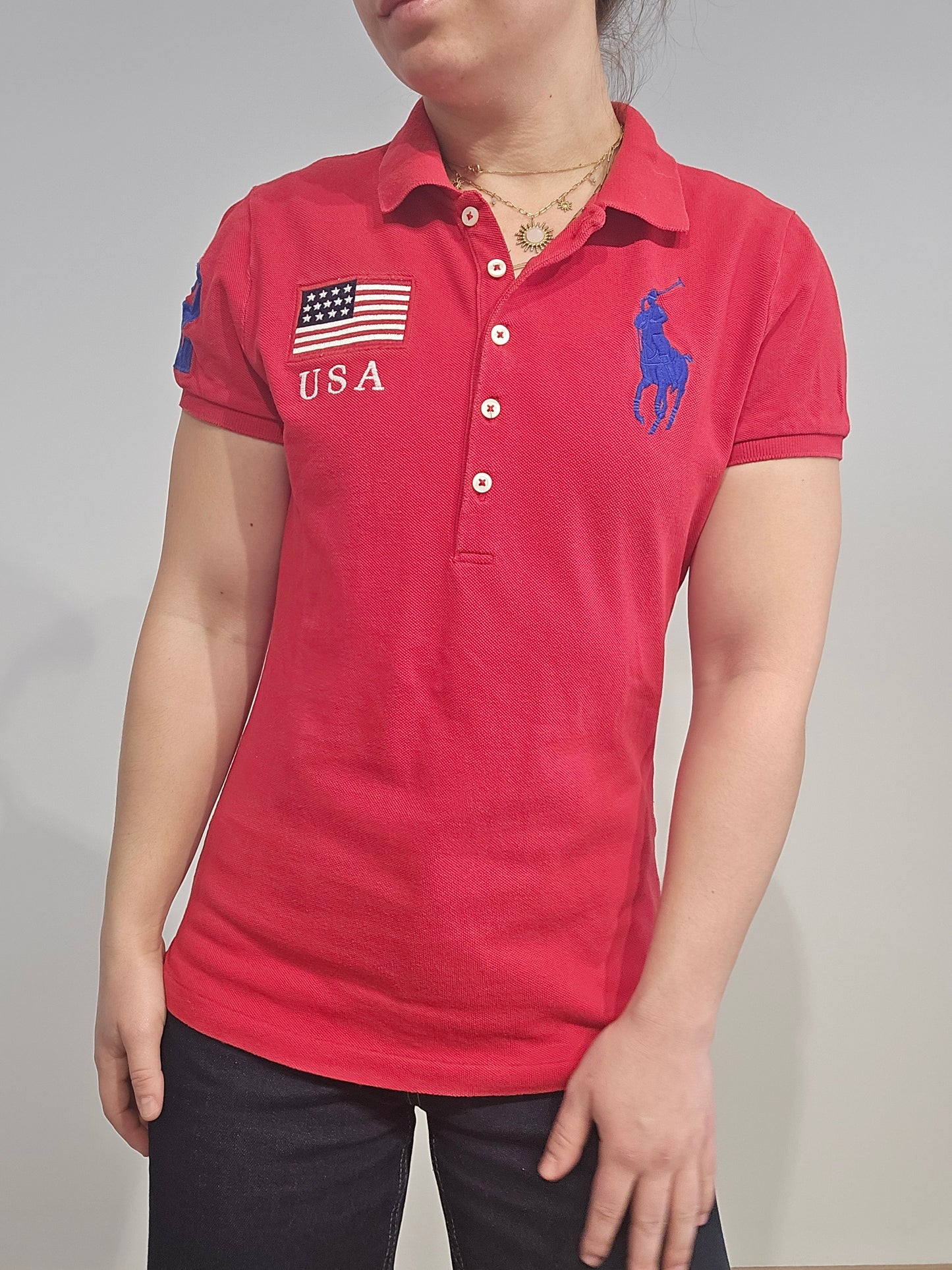 Polo en coton rouge - S