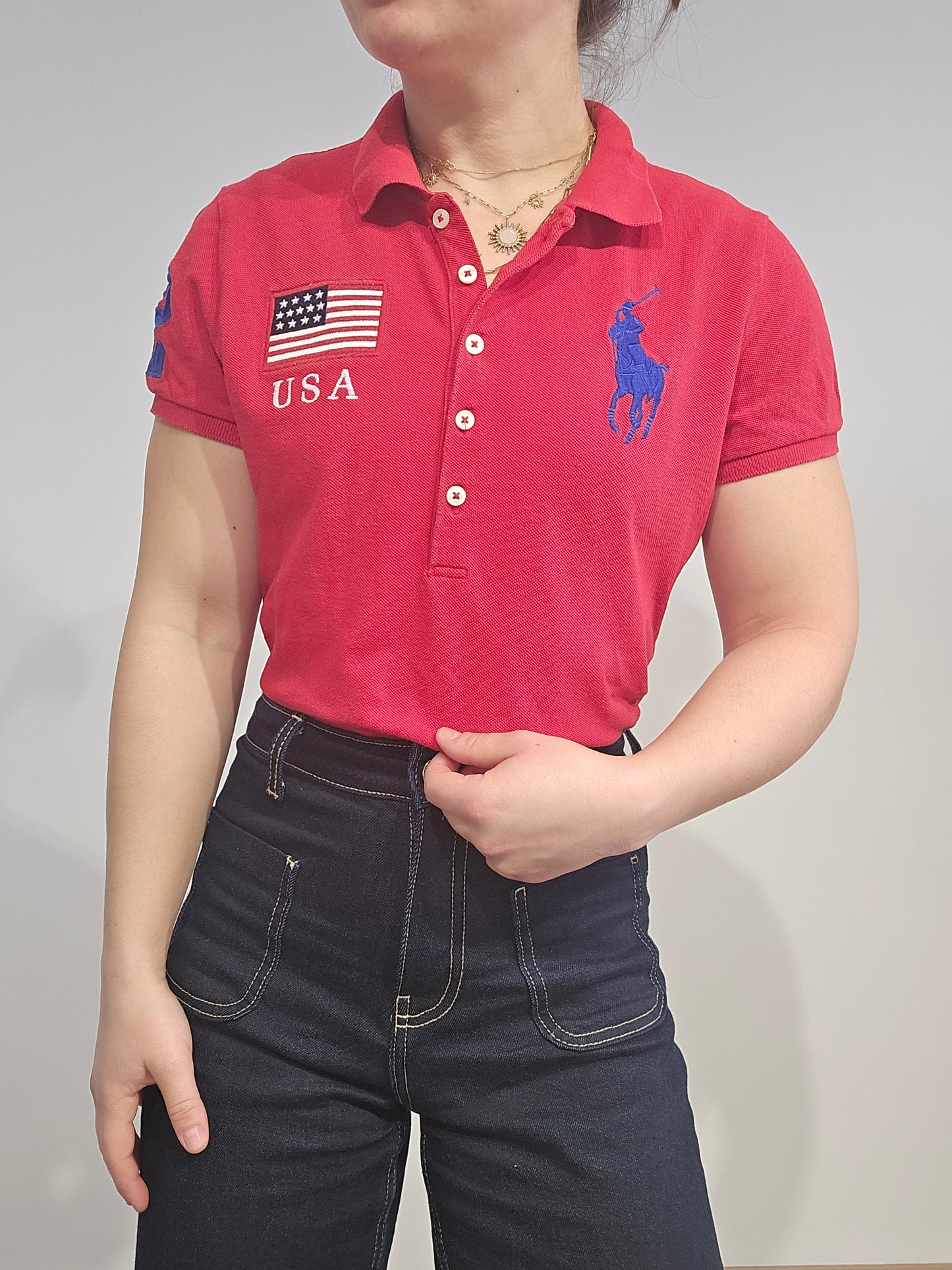 Polo en coton rouge - S