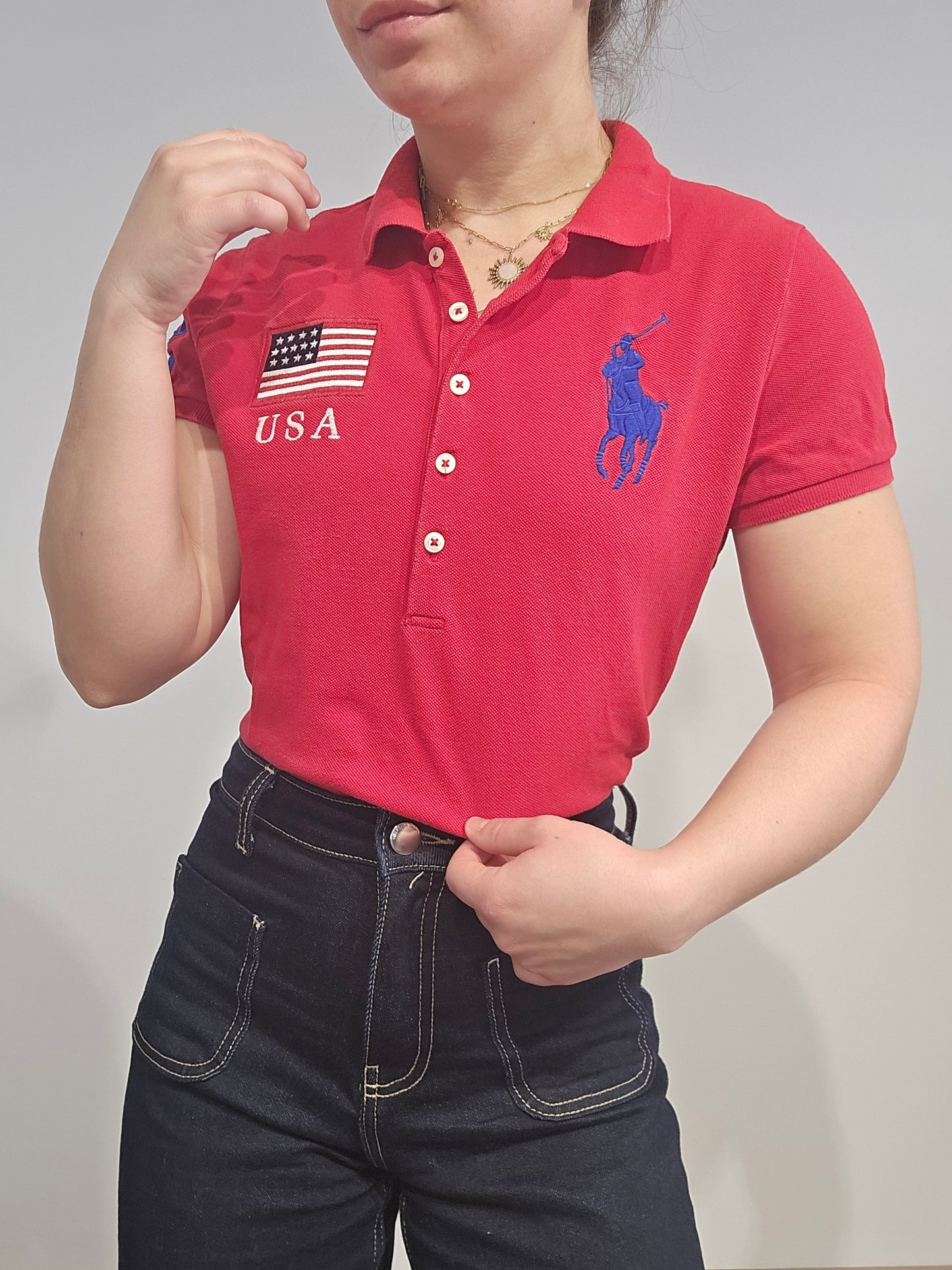 Polo en coton rouge - S