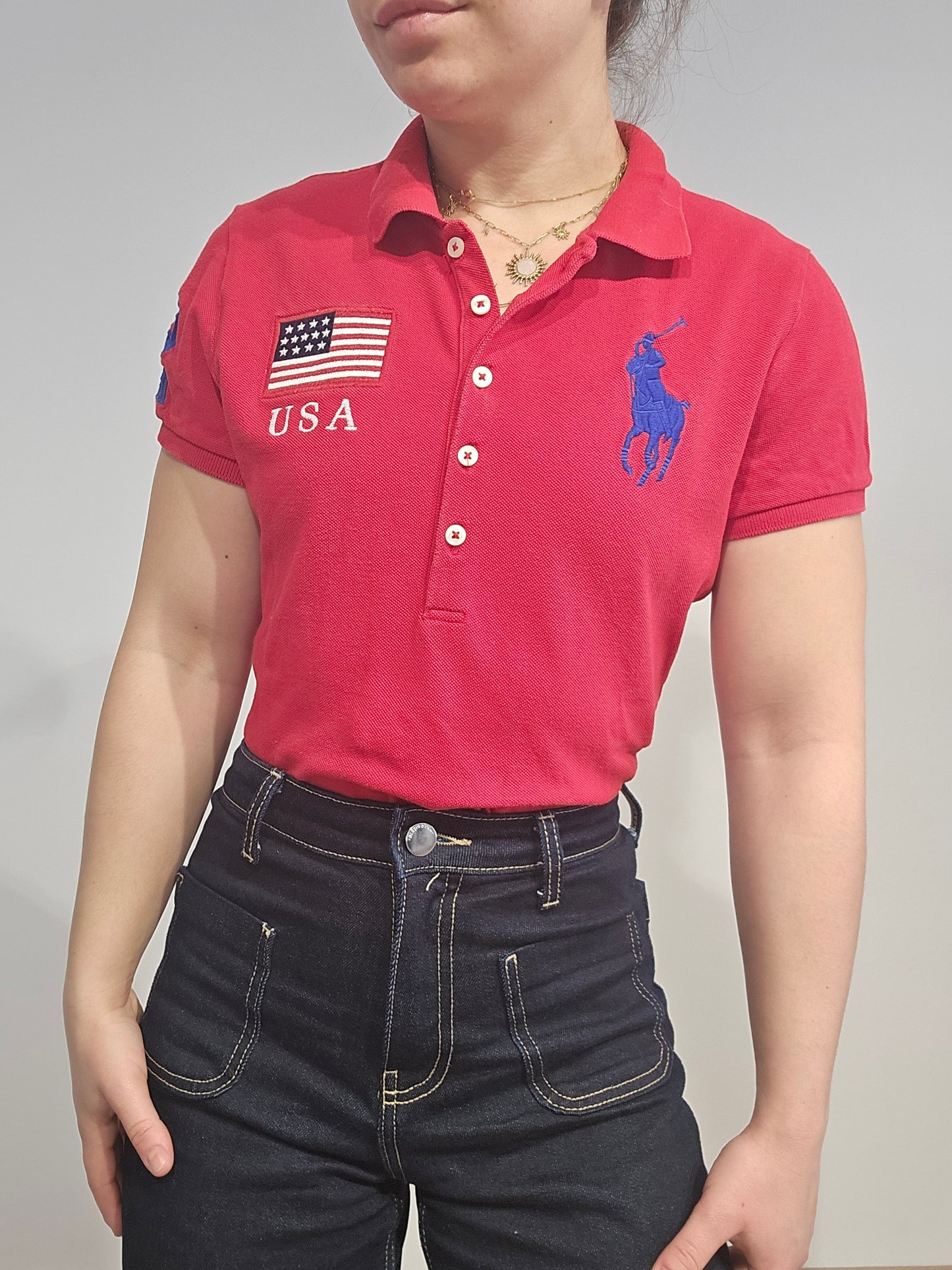 Polo en coton rouge - S