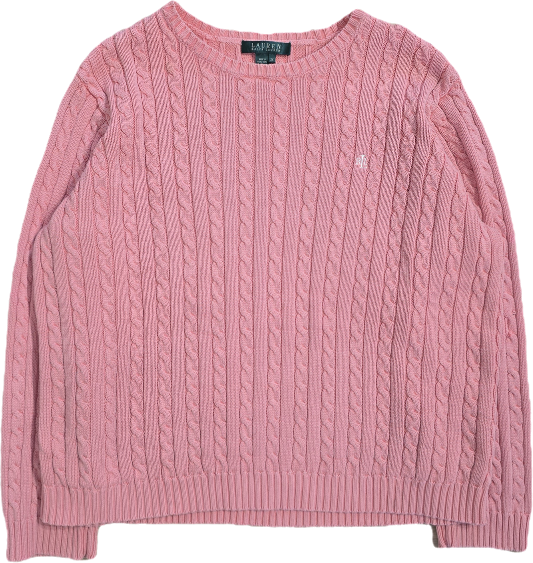 Pull en maille torsadée rose collection RLR - XL