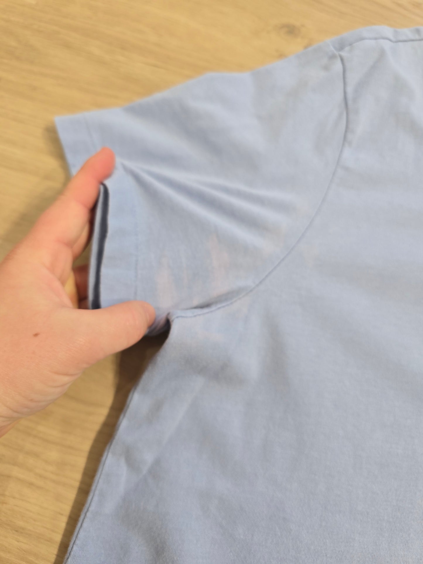 Tee-shirt col rond en coton bleu ciel - L