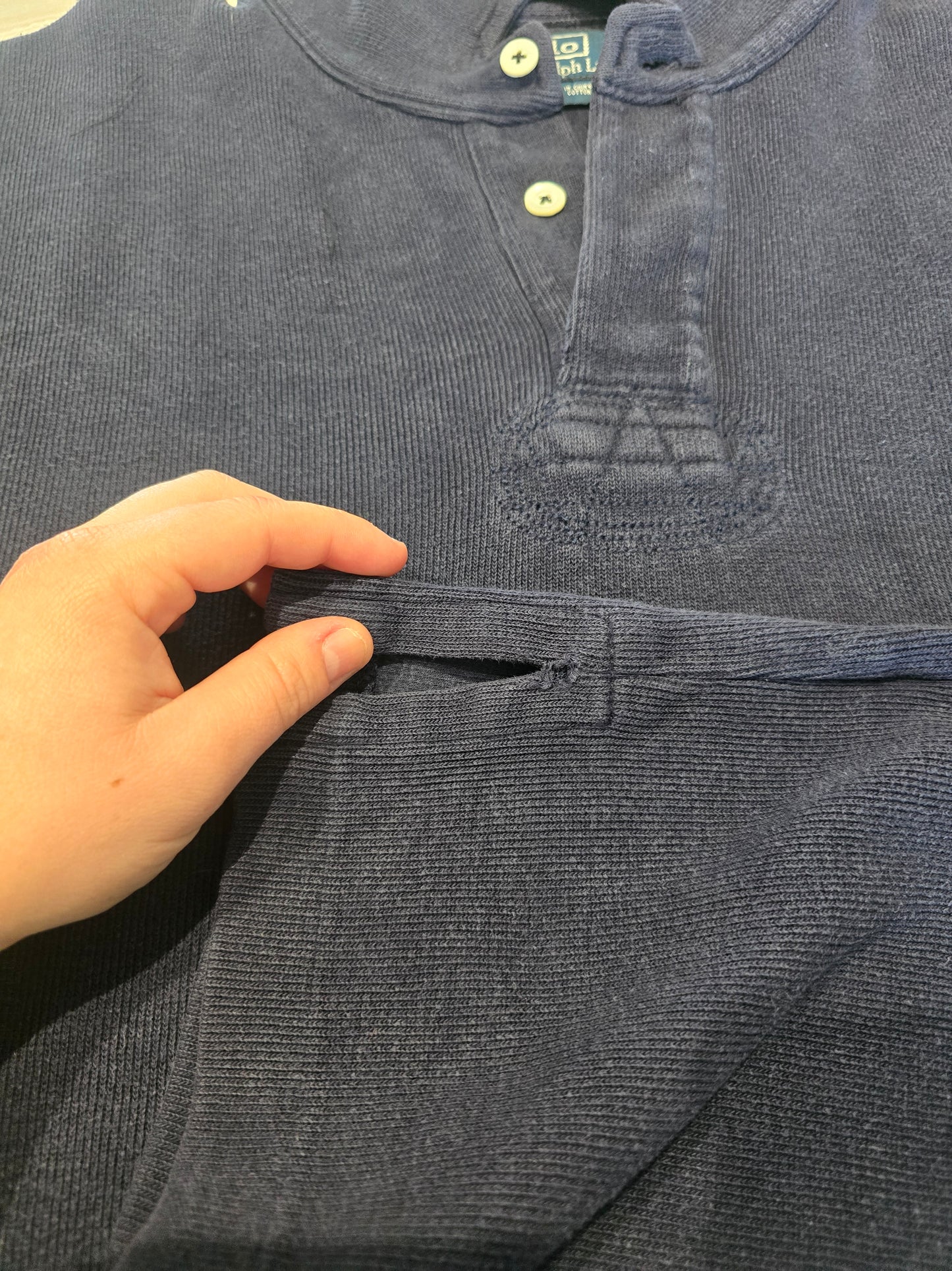 Pull col boutonné marine - XXL