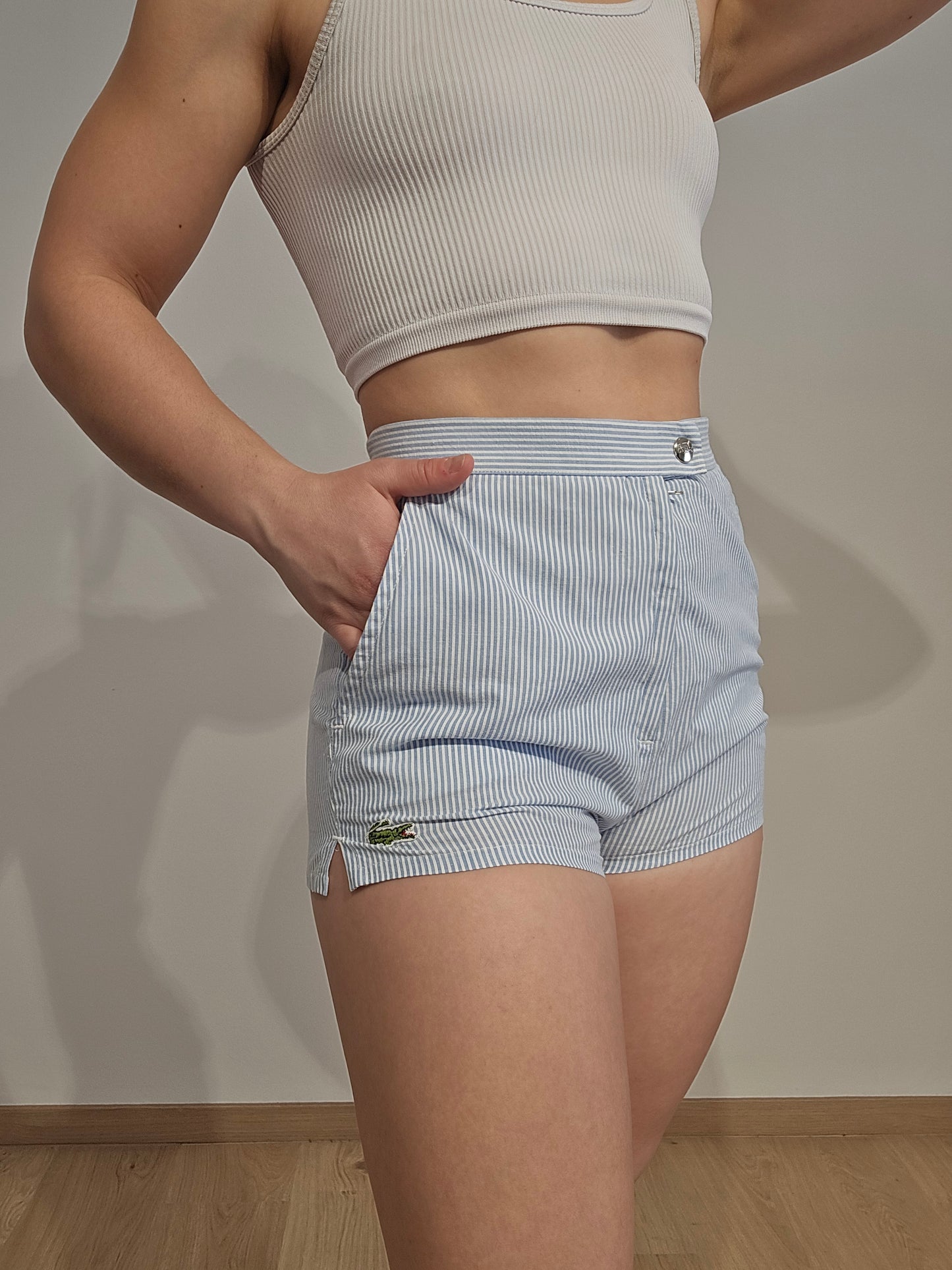 Short léger à rayures bleues des années 80' - XS