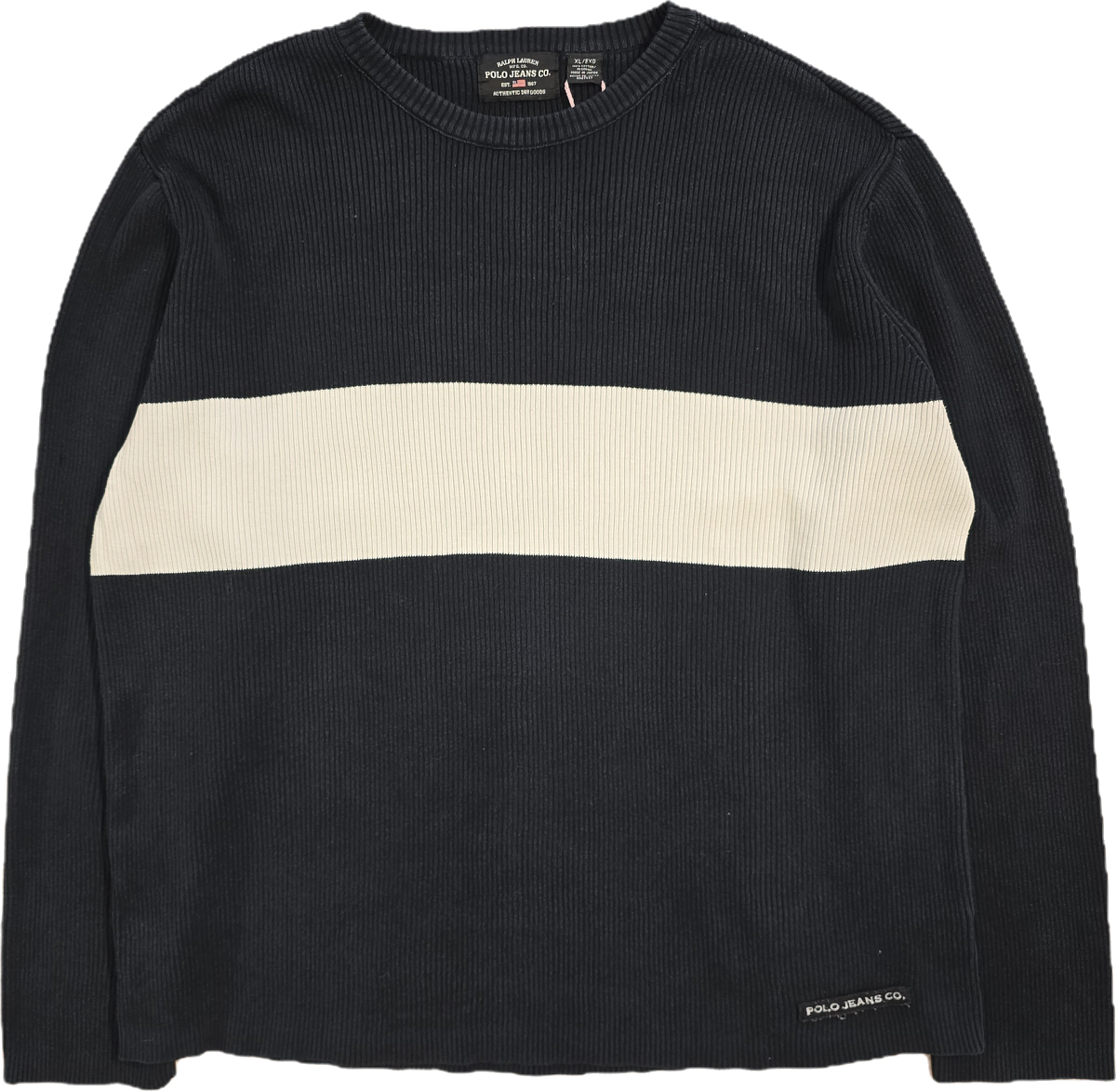 Pull en maille noir et blanc vintage - XL