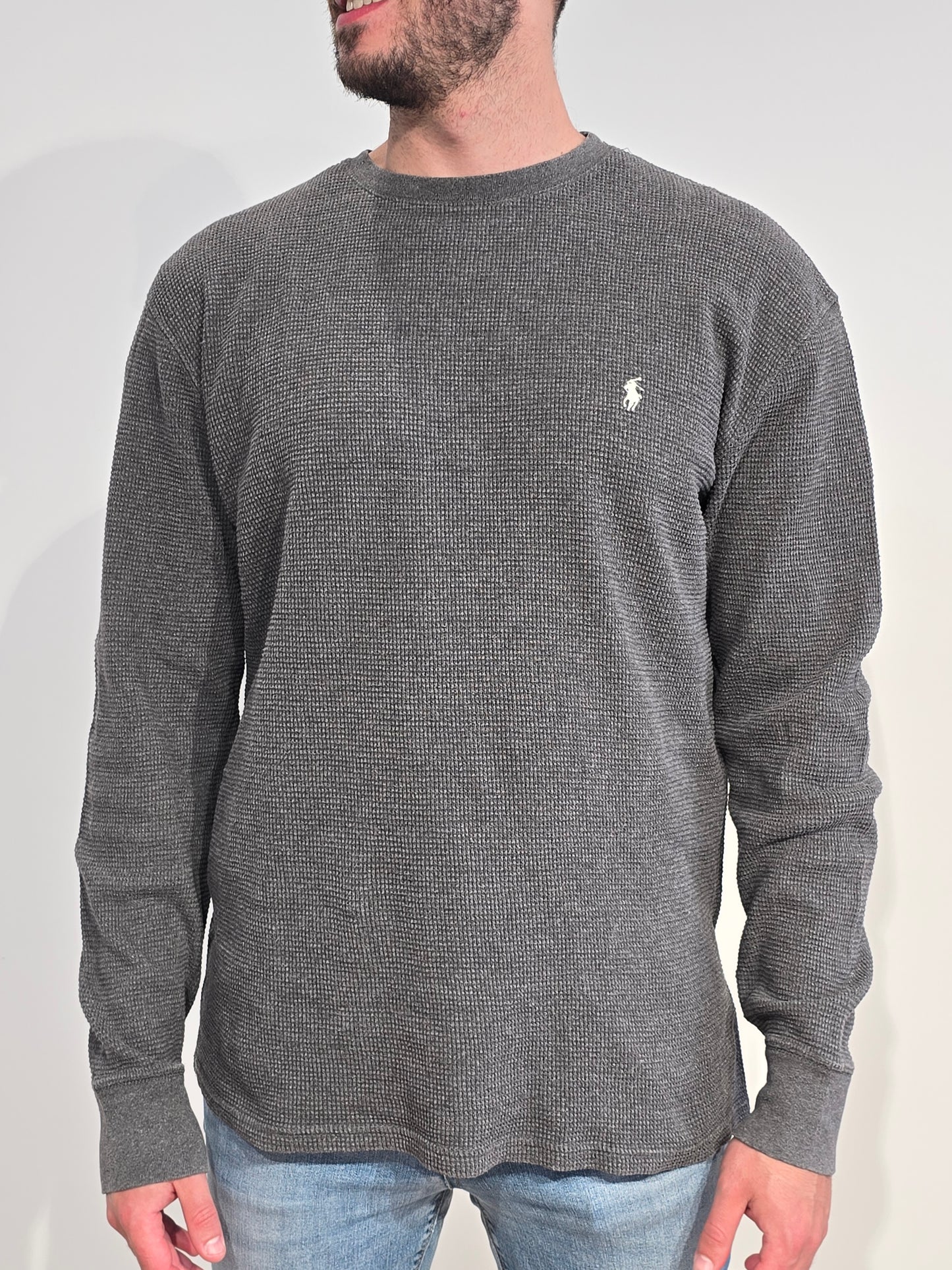Pull léger en coton gris - L