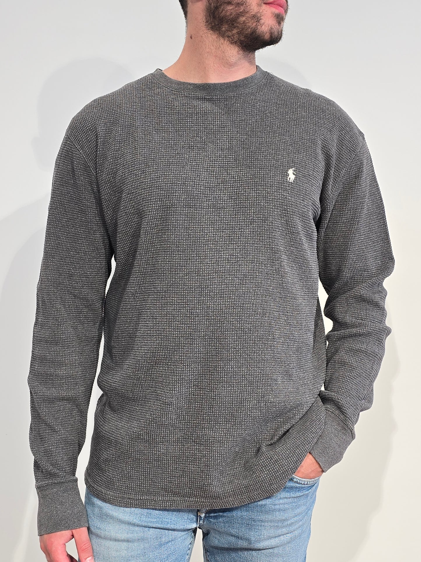Pull léger en coton gris - L
