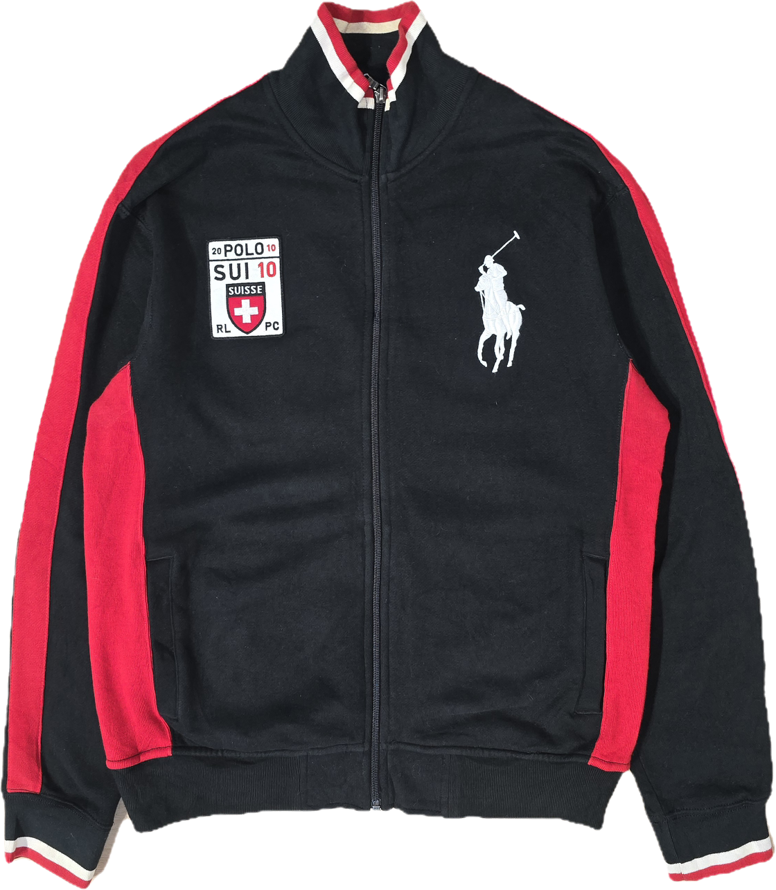 Veste en coton noir et rouge - M