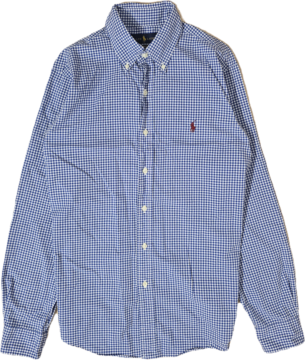 Chemise en coton à carreaux bleu - S