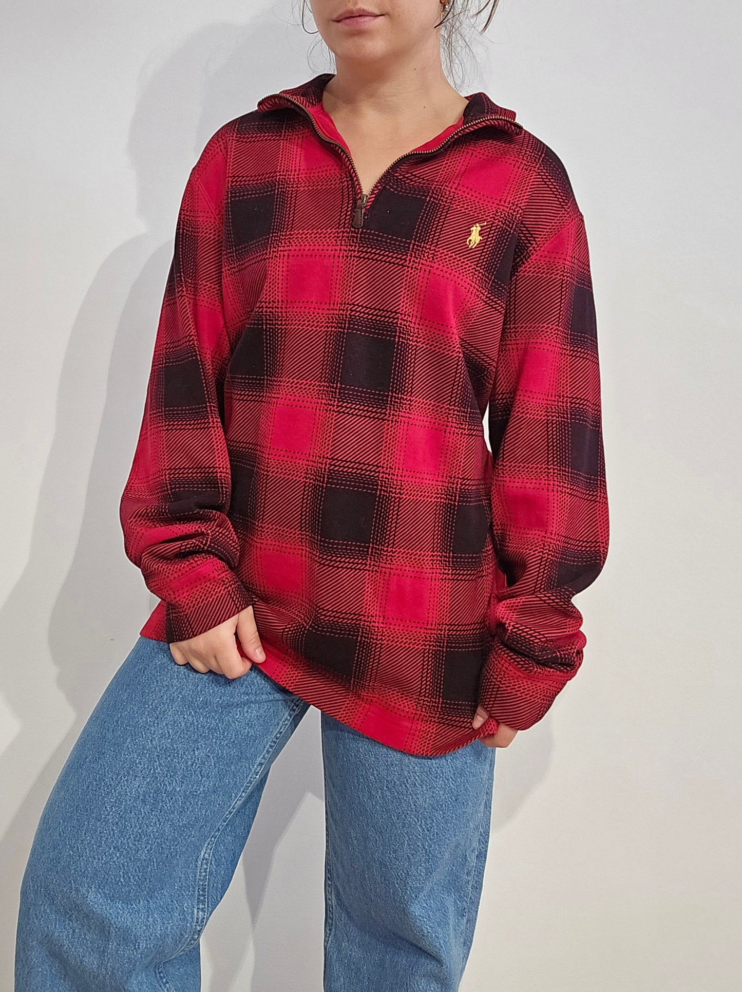 Pull camionneur à carreaux rouge - M/L