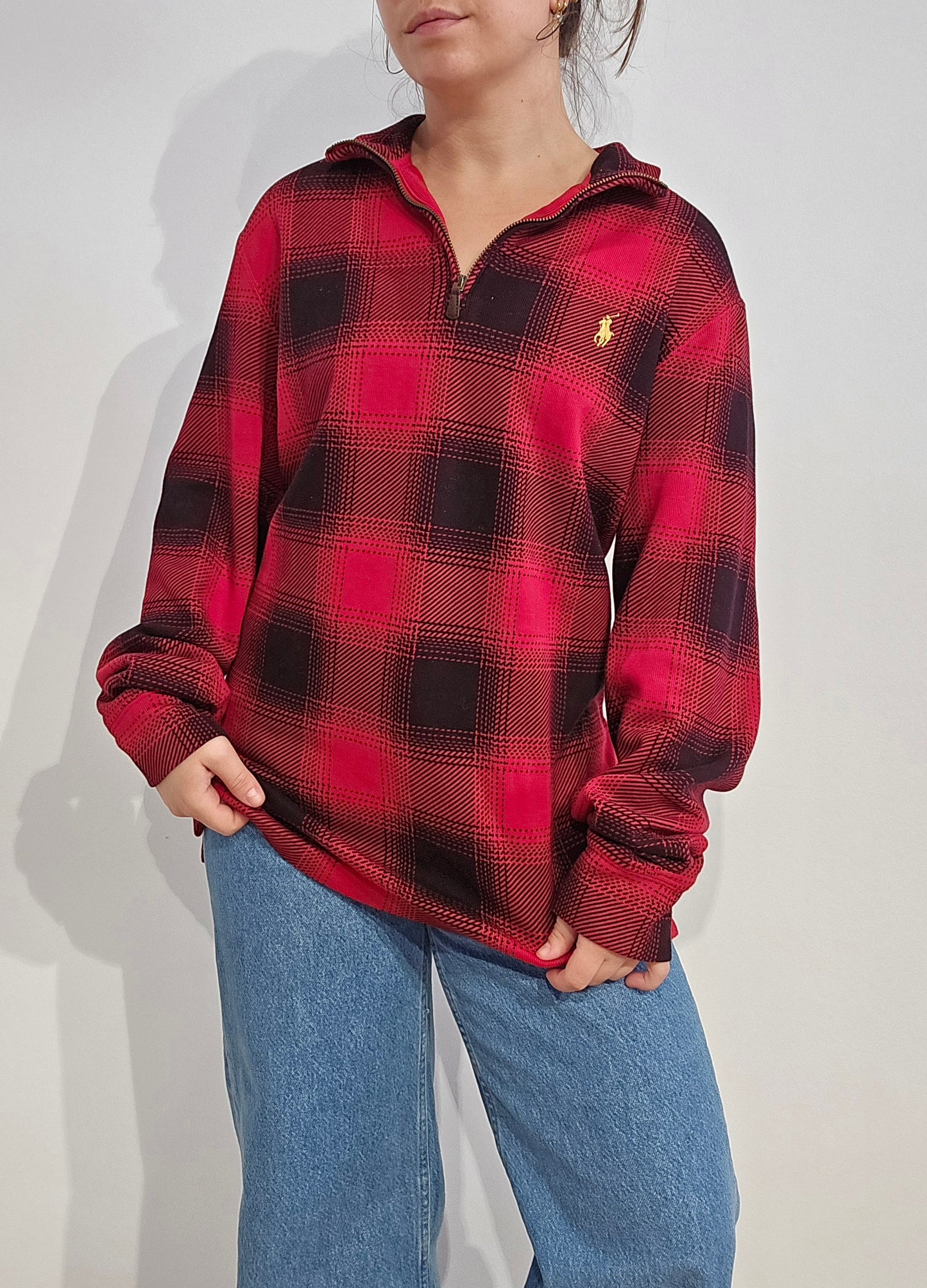 Pull camionneur à carreaux rouge - M/L
