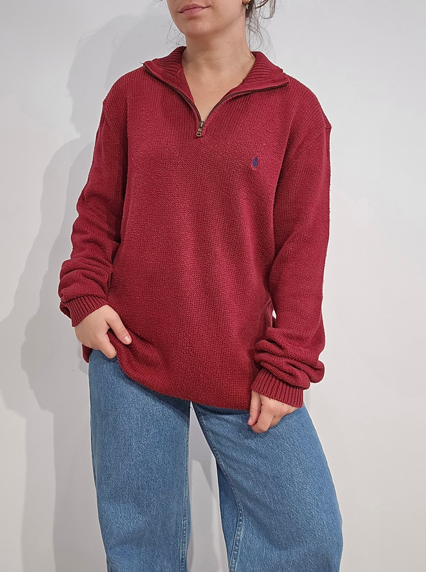 Pull camionneur en maille rouge - L/XL
