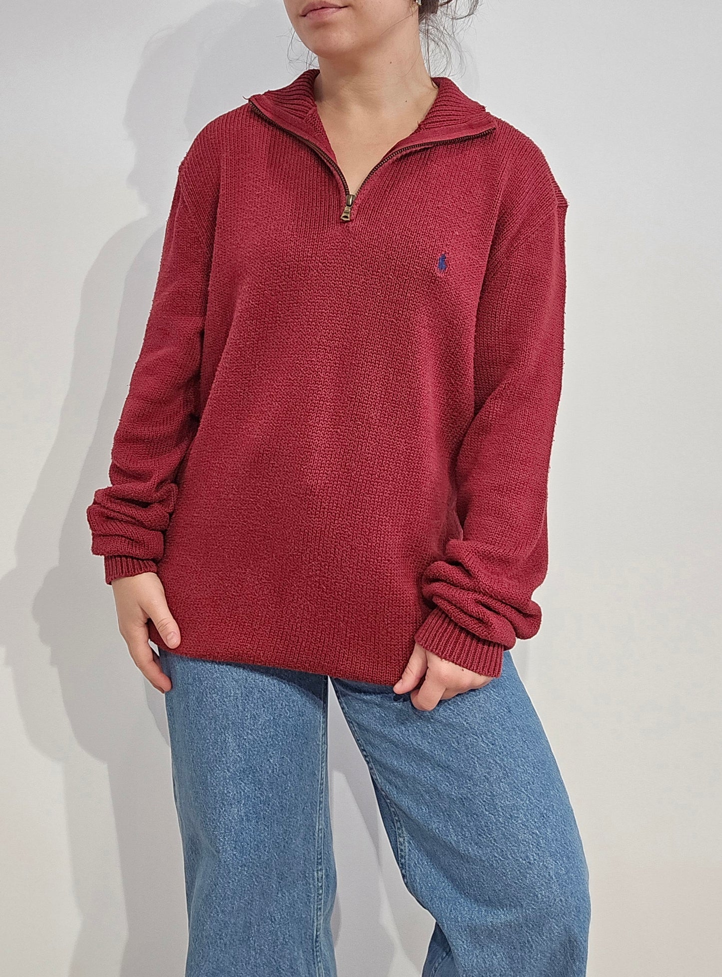 Pull camionneur en maille rouge - L/XL