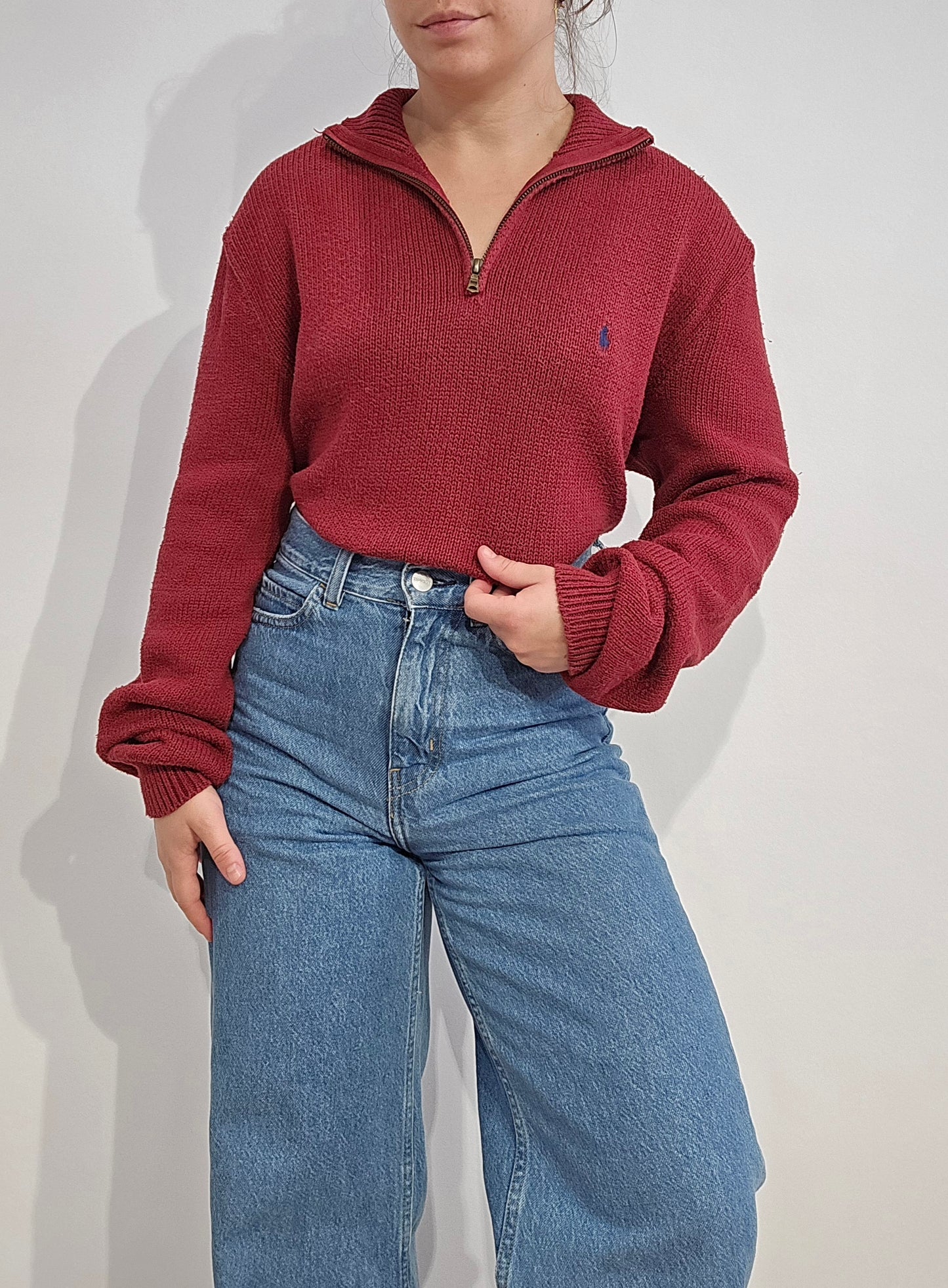 Pull camionneur en maille rouge - L/XL