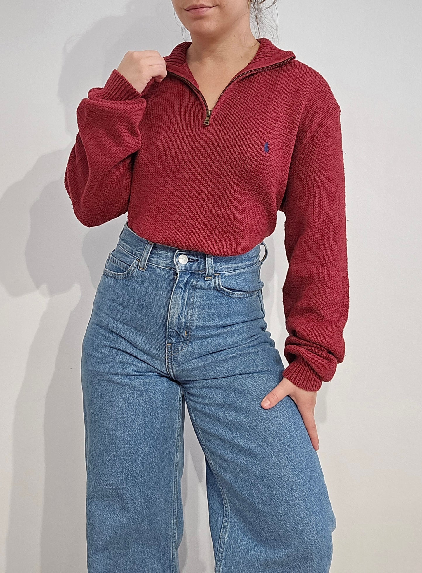 Pull camionneur en maille rouge - L/XL