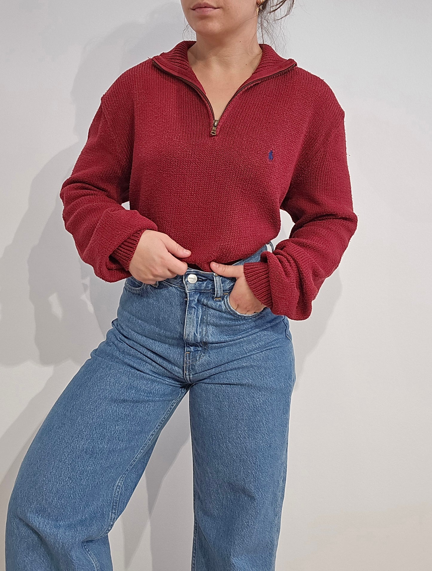 Pull camionneur en maille rouge - L/XL