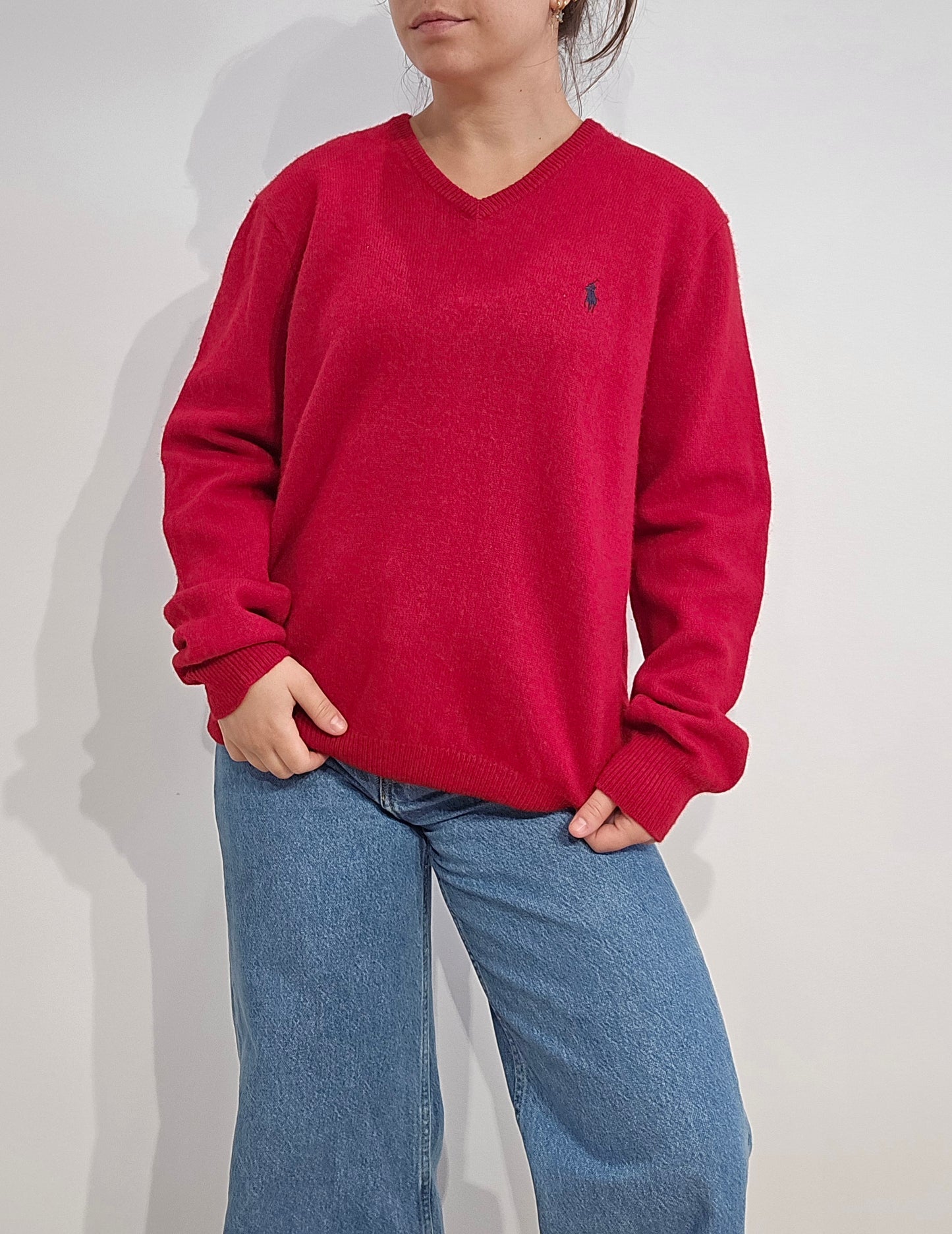 Pull en laine rouge - S