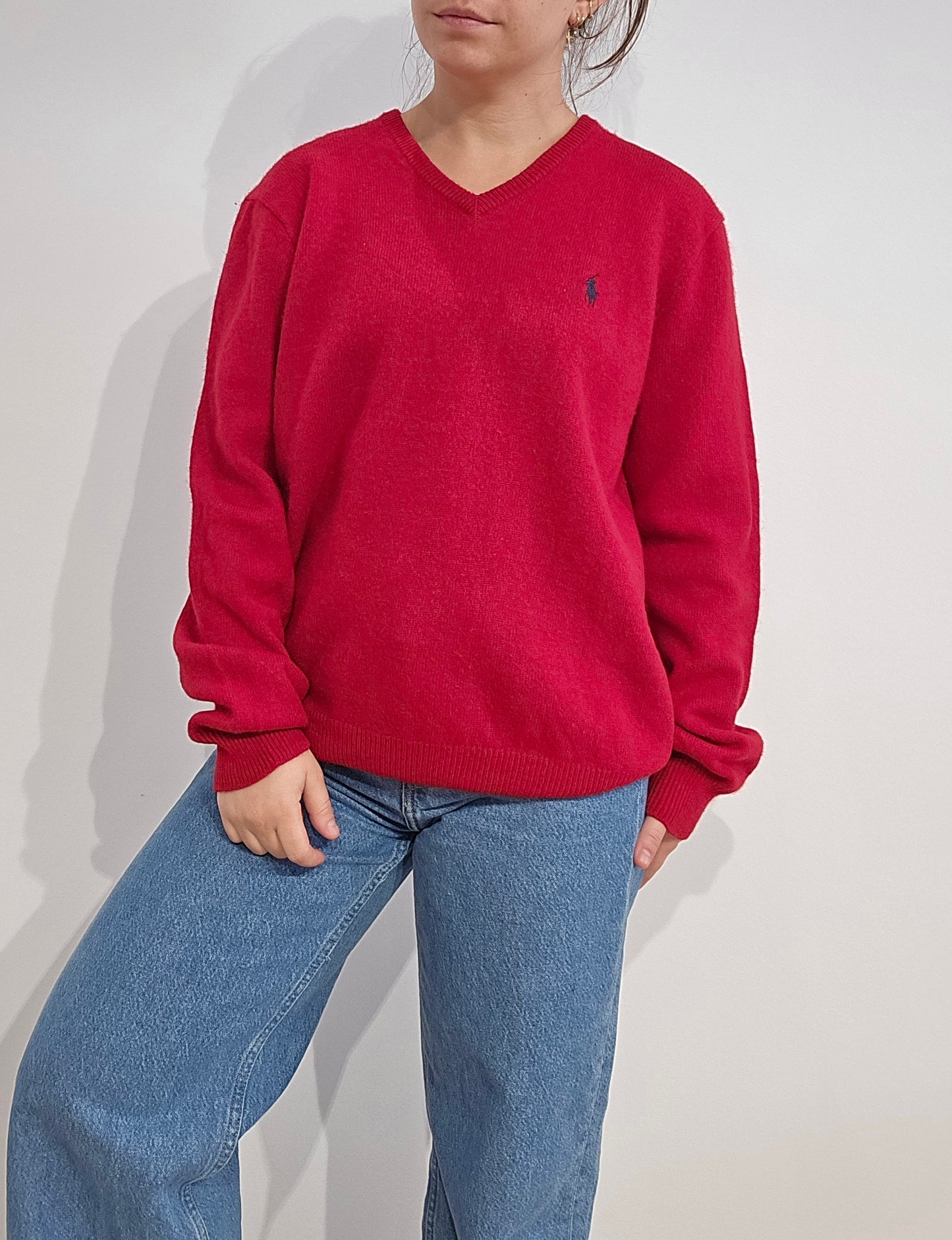 Pull en laine rouge - S