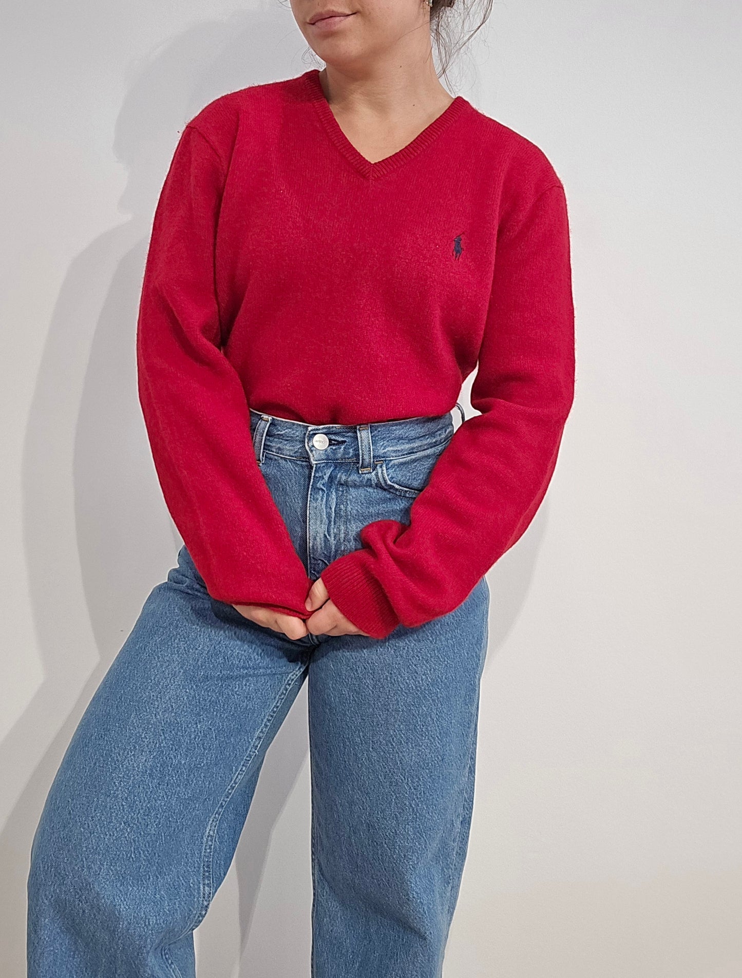 Pull en laine rouge - S
