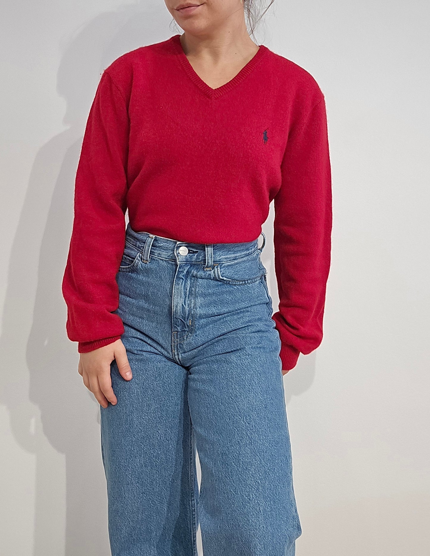 Pull en laine rouge - S