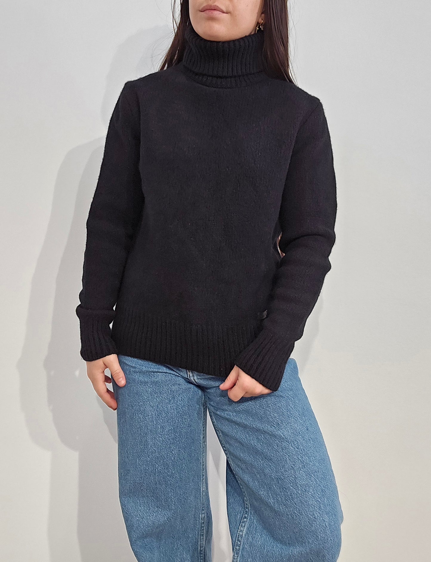 Pull col roulé en laine noir - XS/S
