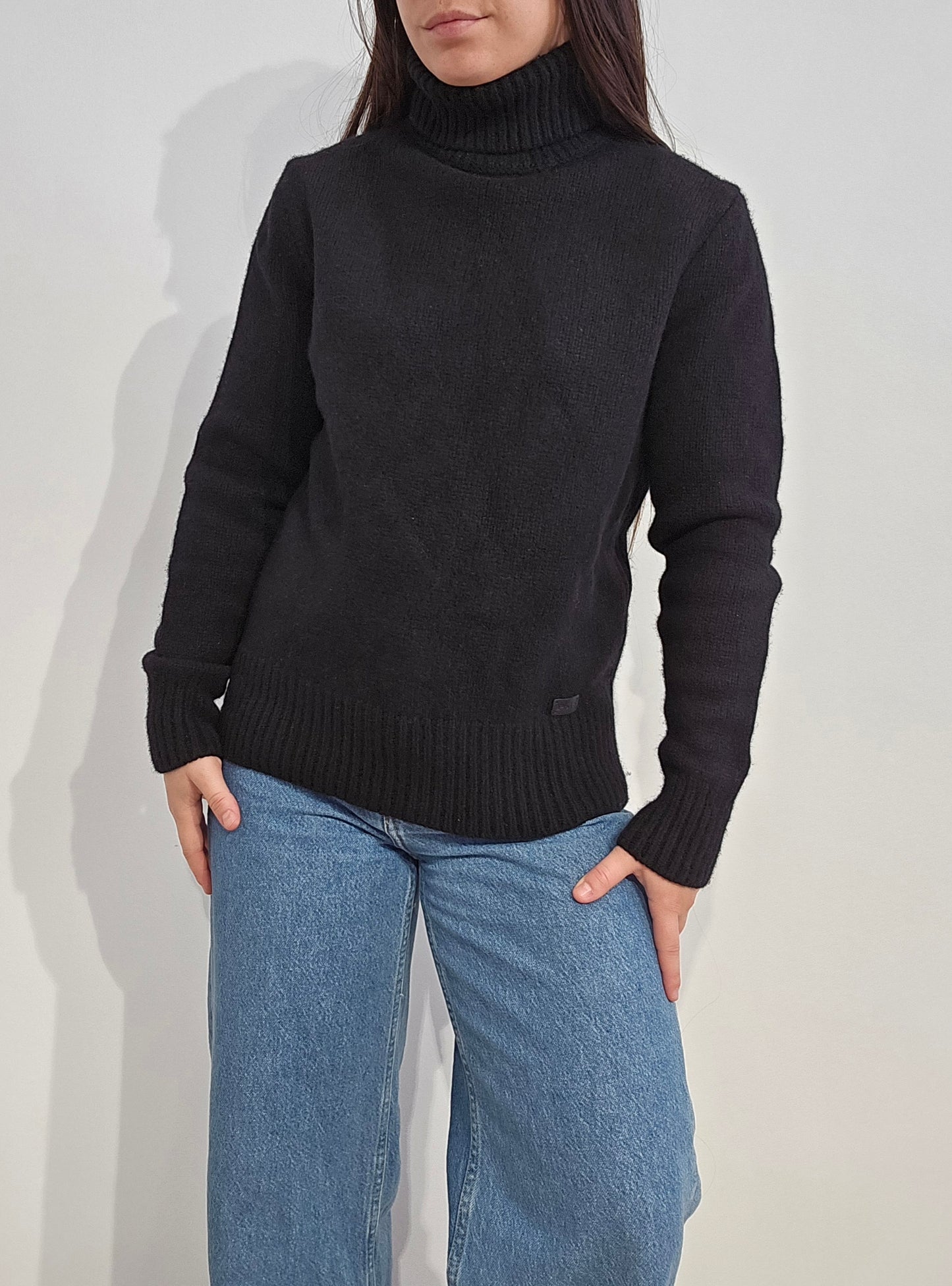 Pull col roulé en laine noir - XS/S
