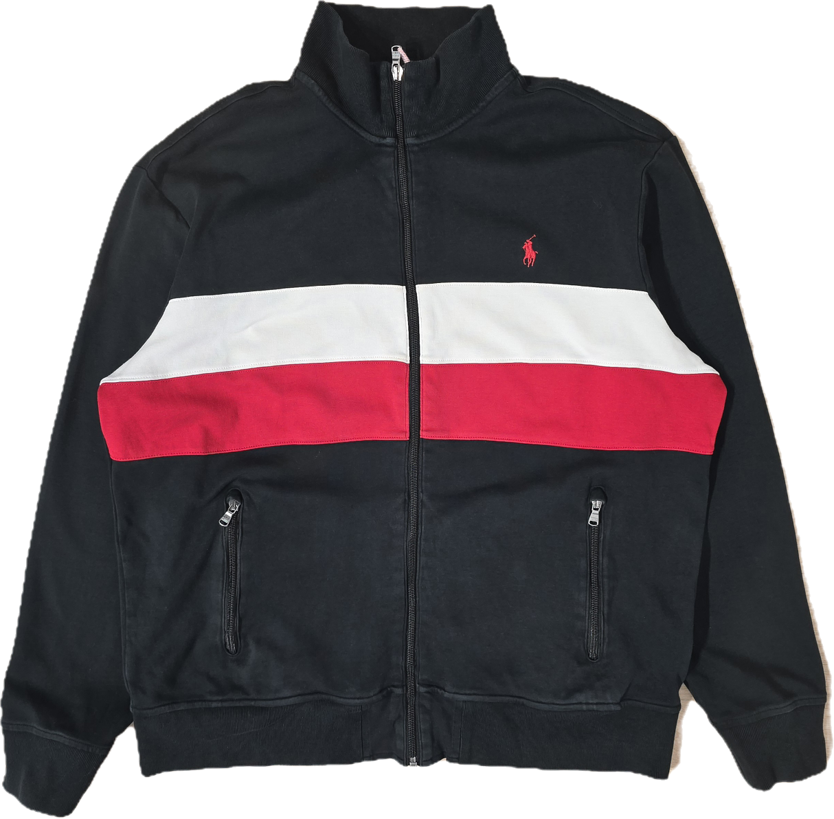 Veste en coton noir et rouge - L