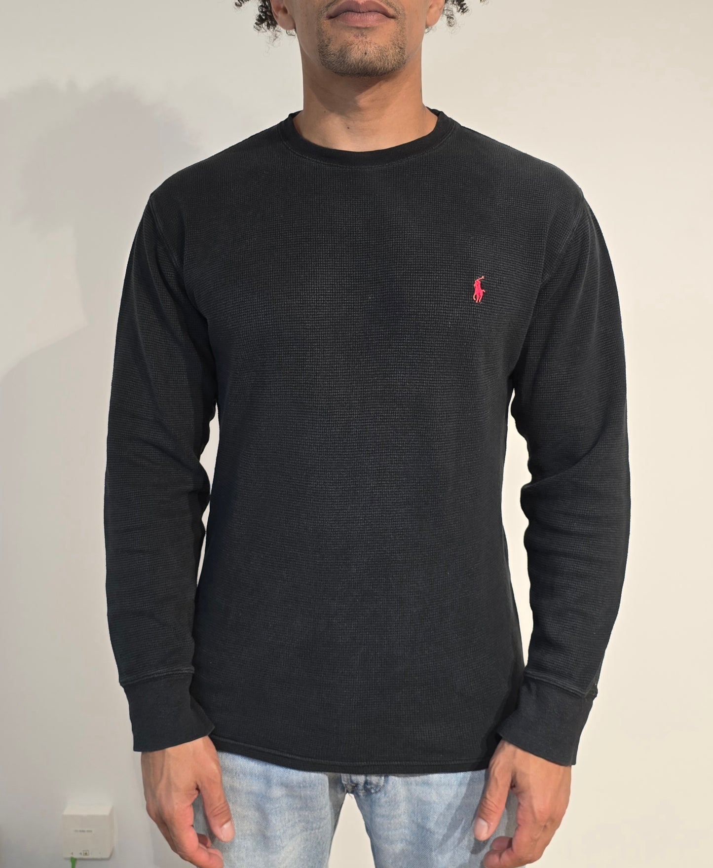 Pull léger en coton noir - M