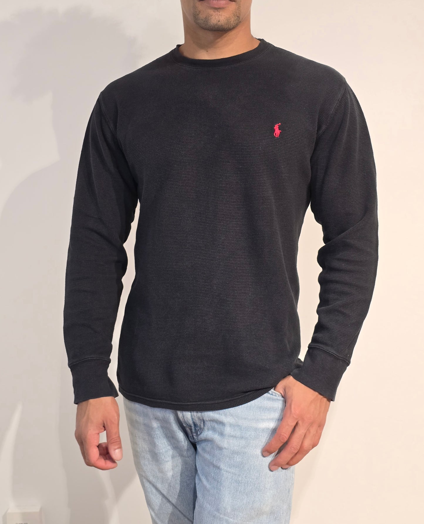 Pull léger en coton noir - M
