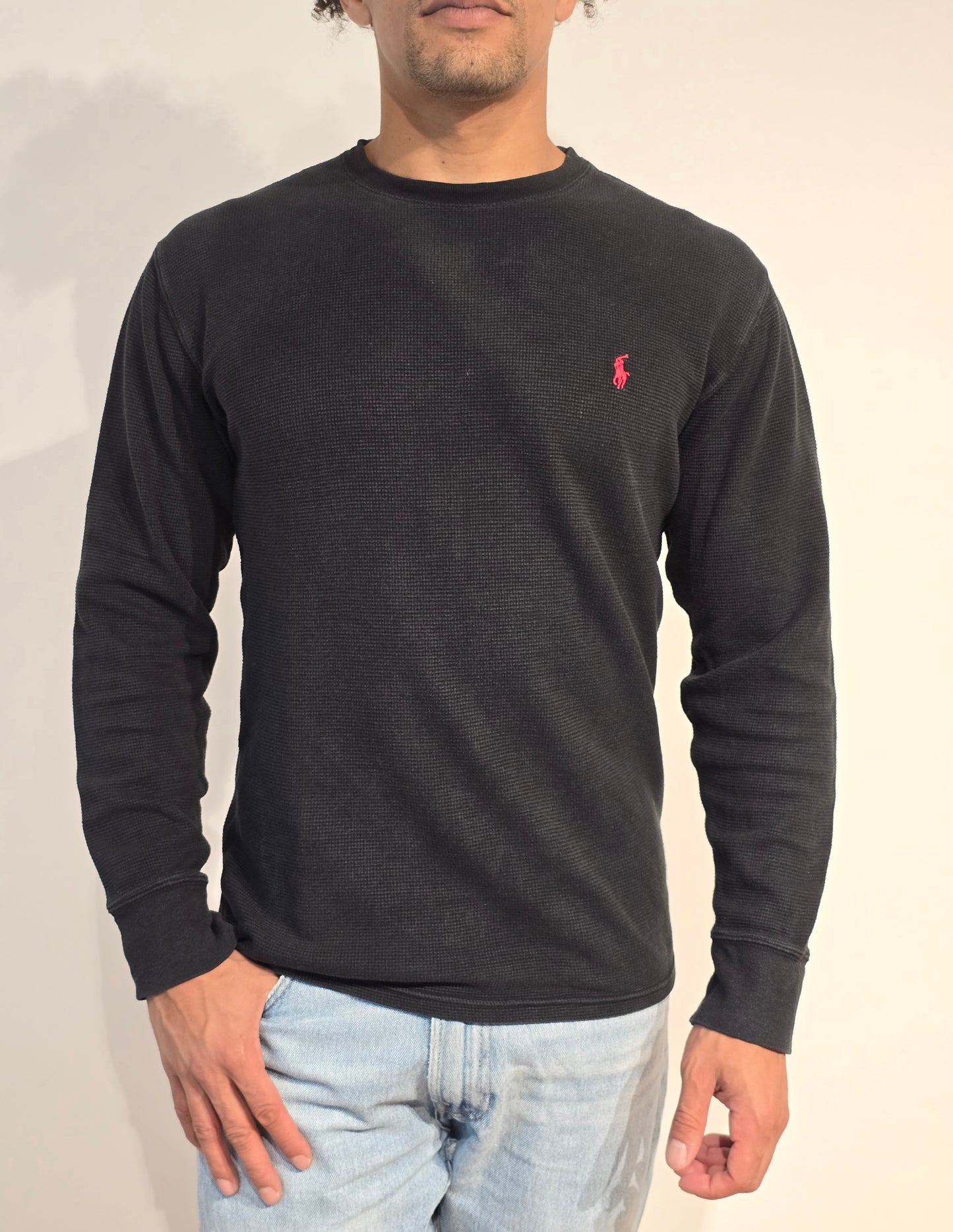 Pull léger en coton noir - M