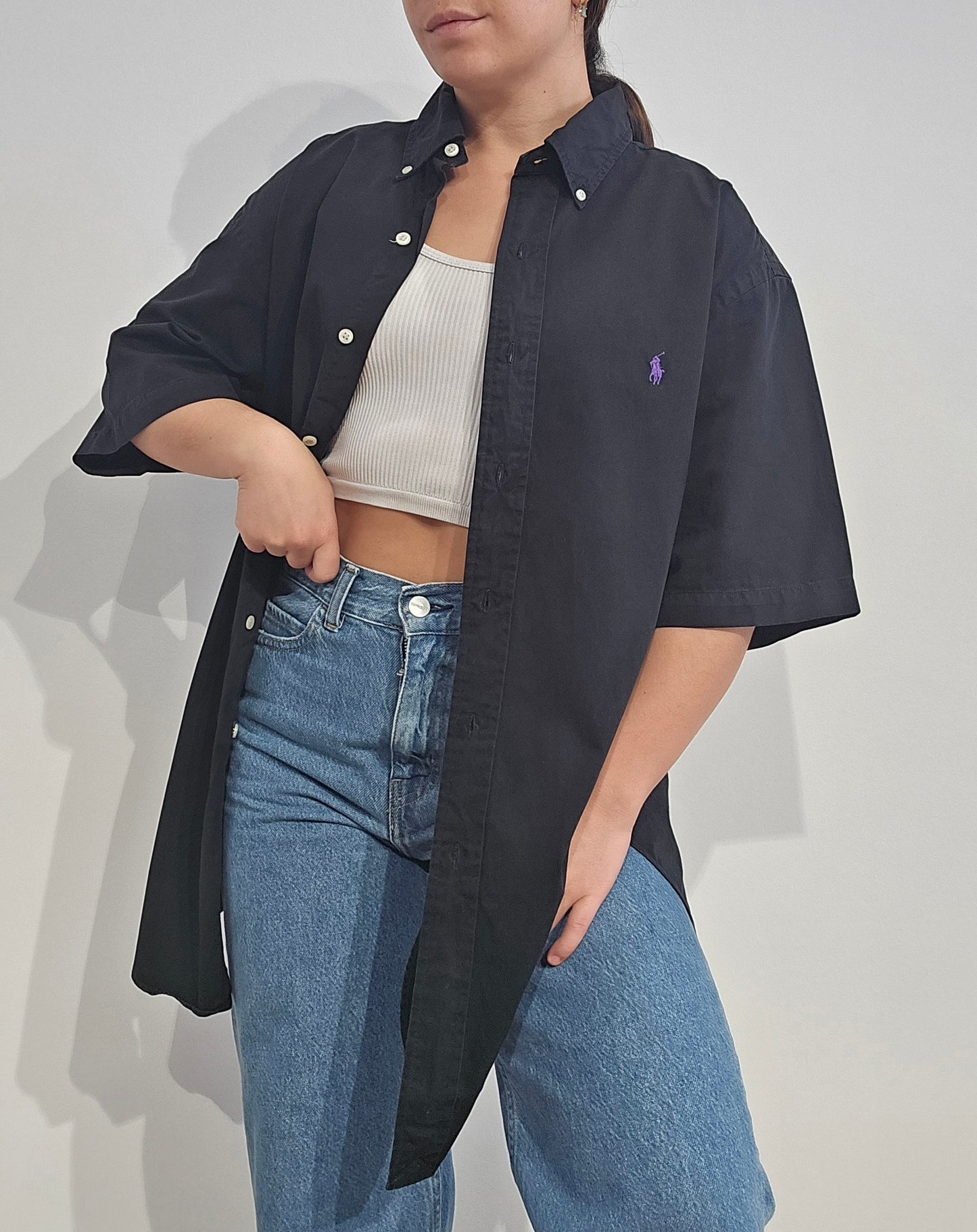 Chemise classic fit en coton noir - XL