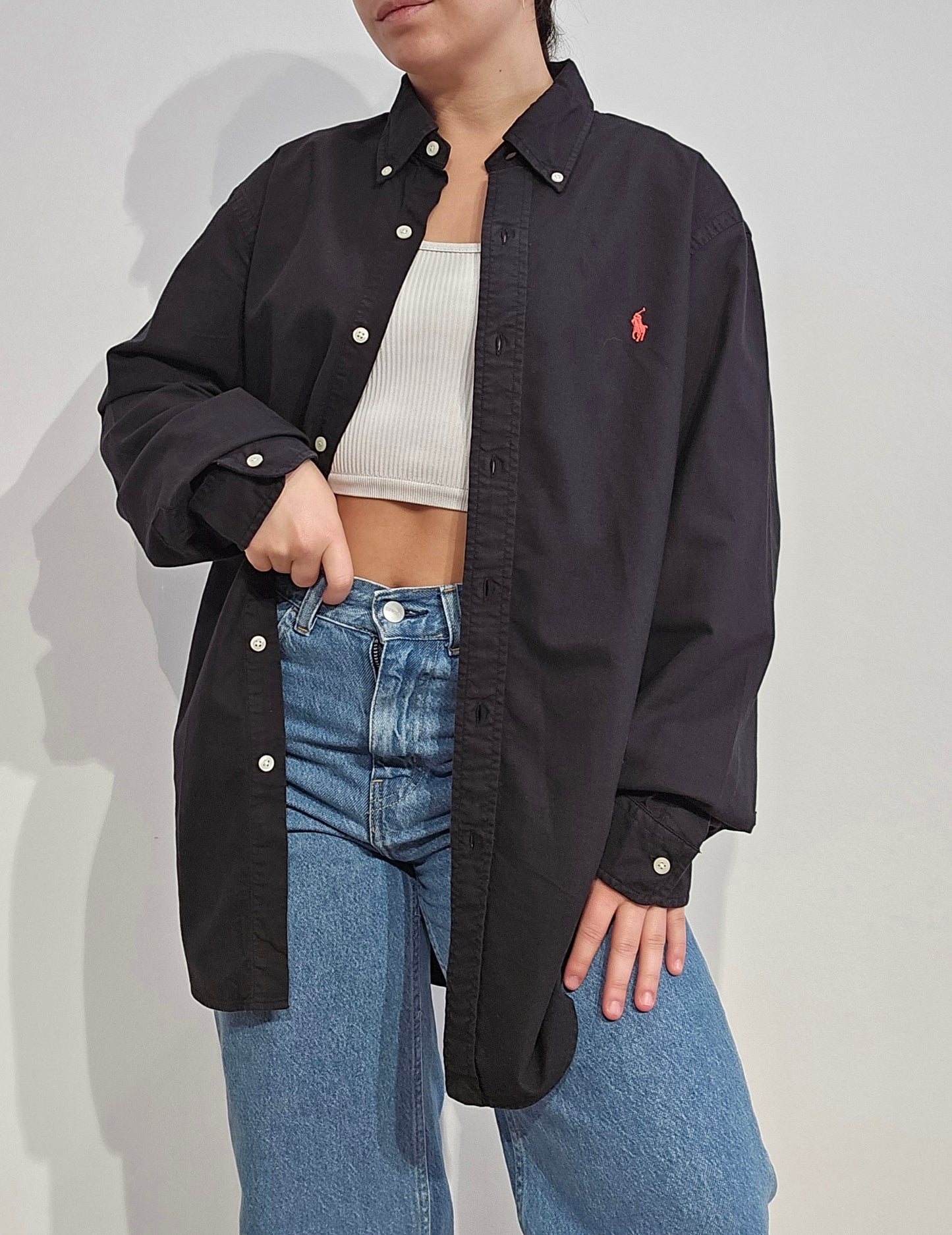 Chemise classic fit en coton noir - L