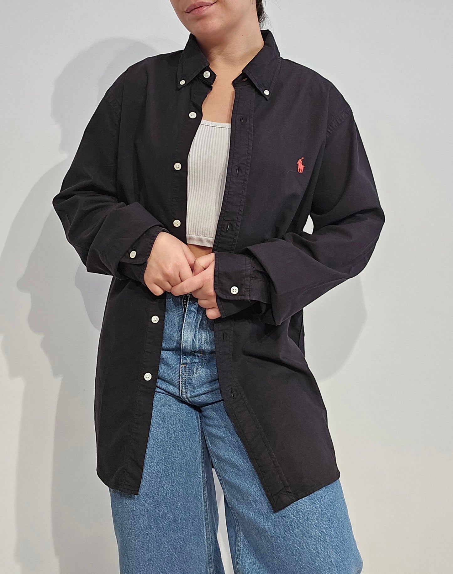 Chemise classic fit en coton noir - L