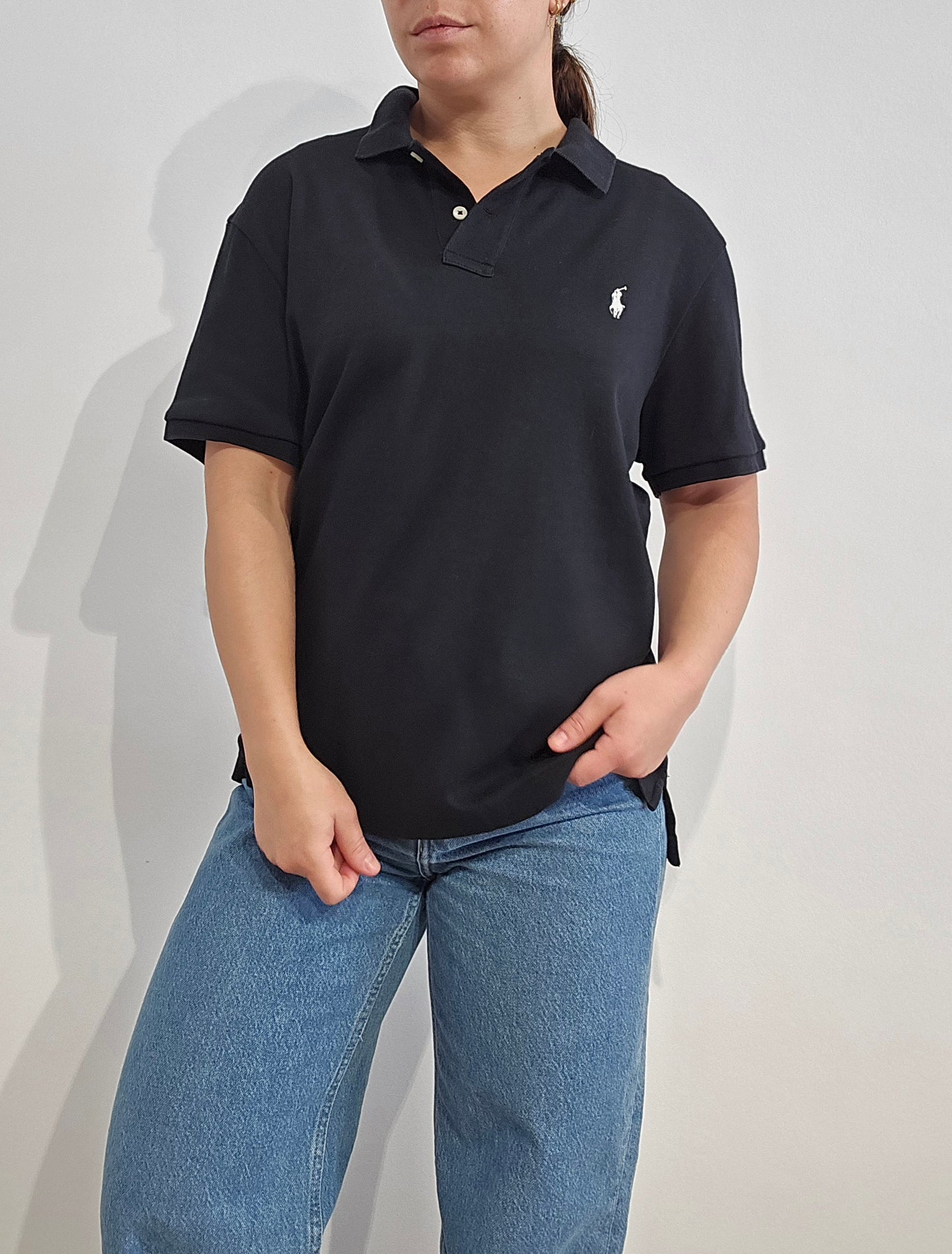 Polo classic fit en coton noir - L/XL