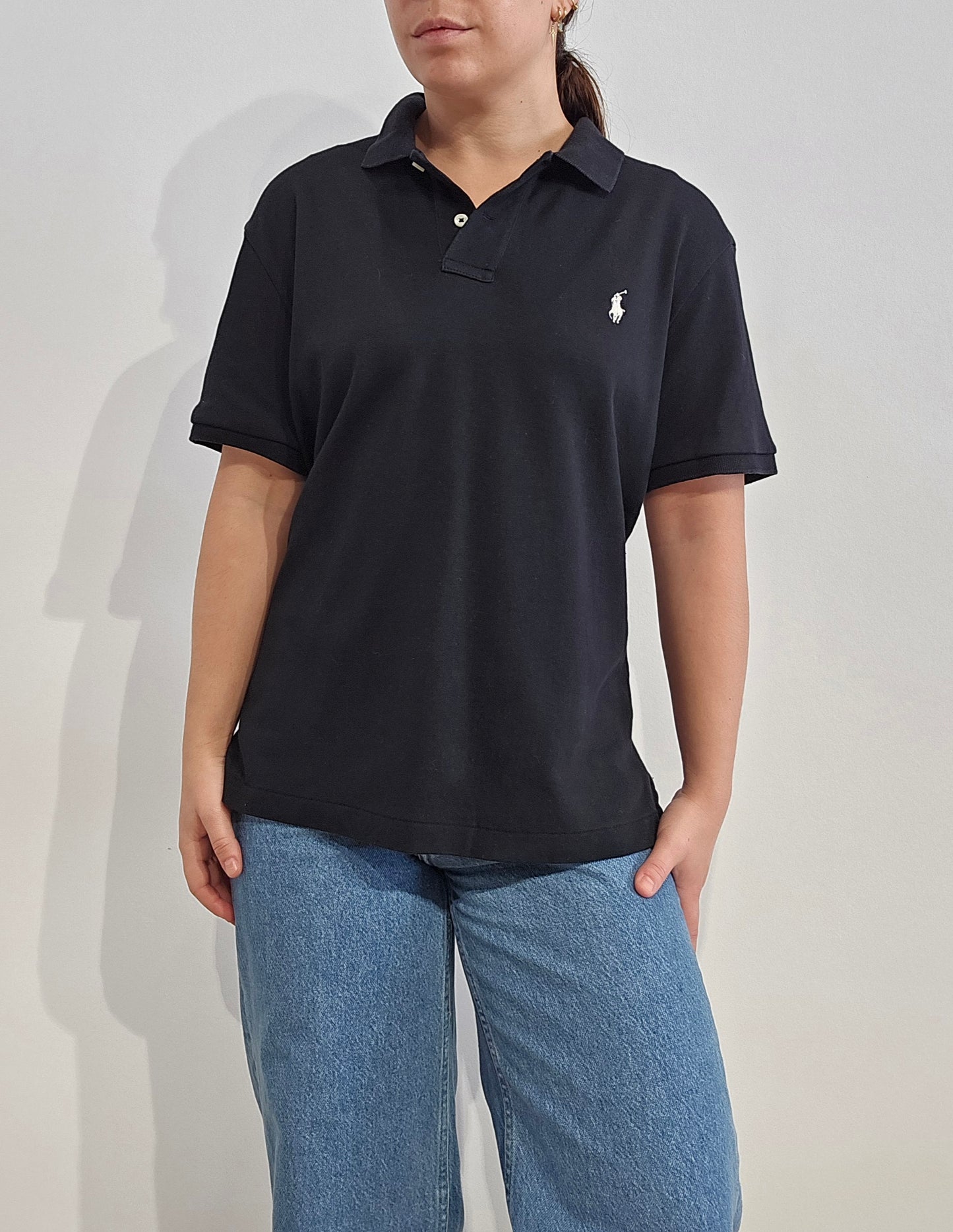 Polo classic fit en coton noir - L/XL