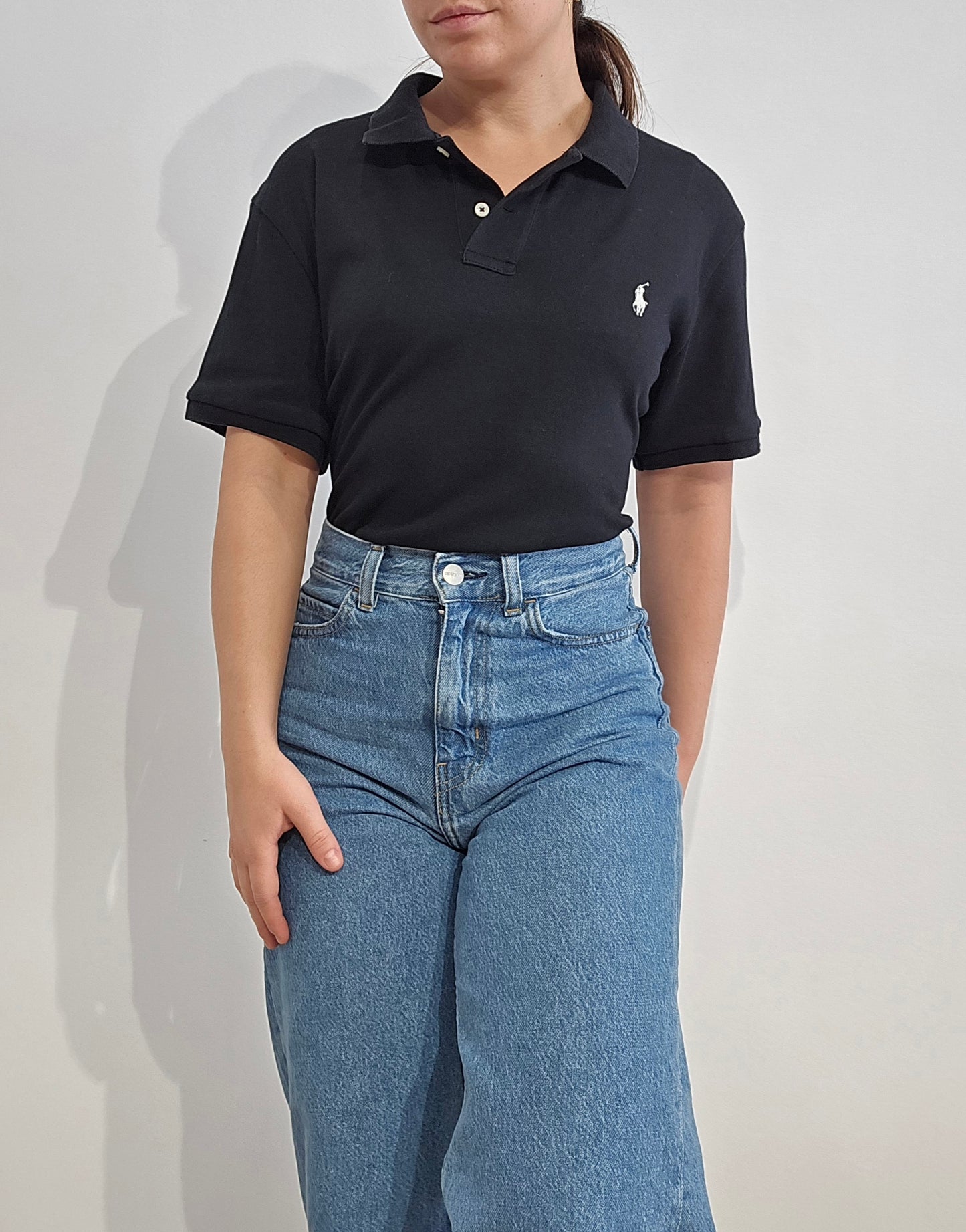 Polo classic fit en coton noir - L/XL