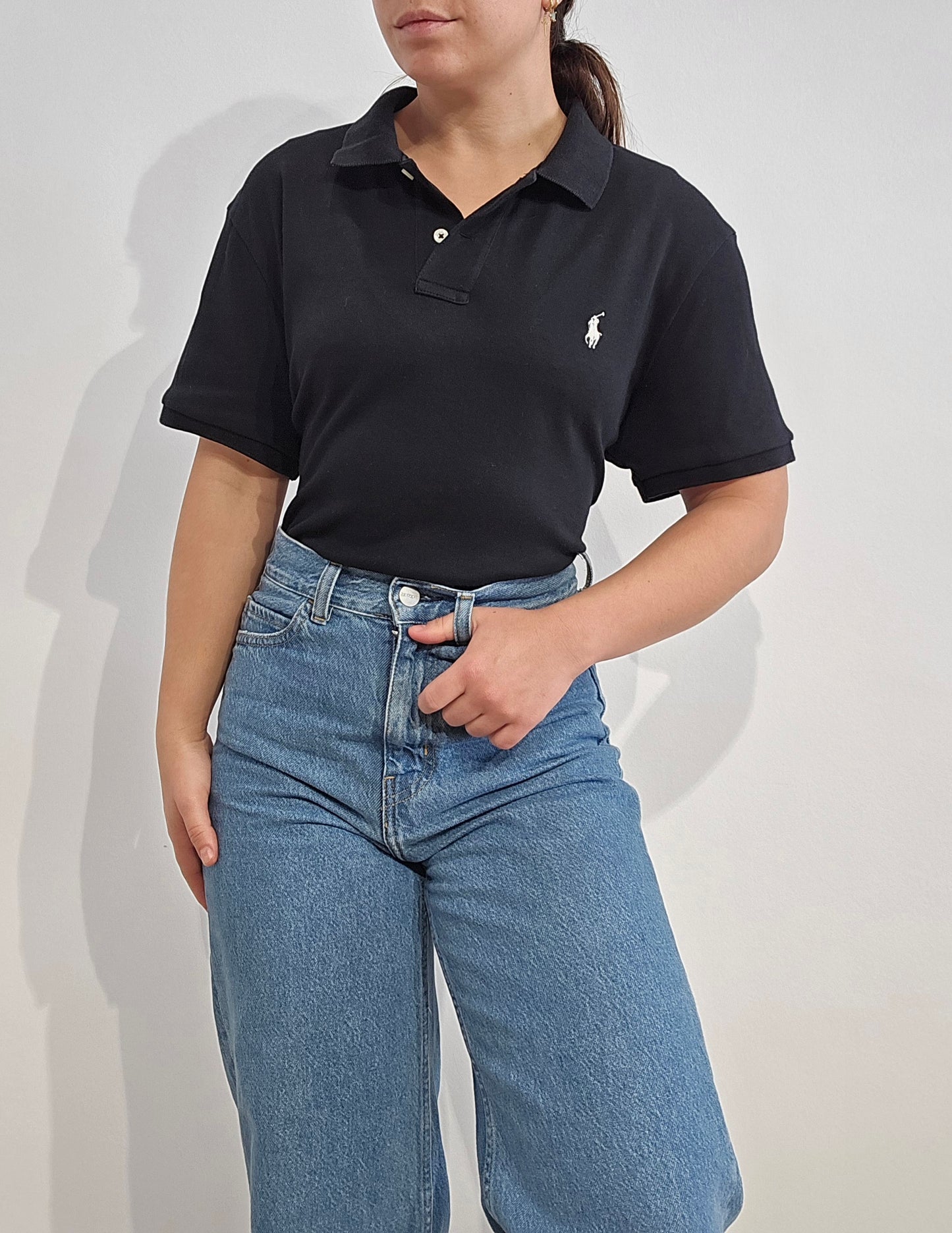 Polo classic fit en coton noir - L/XL