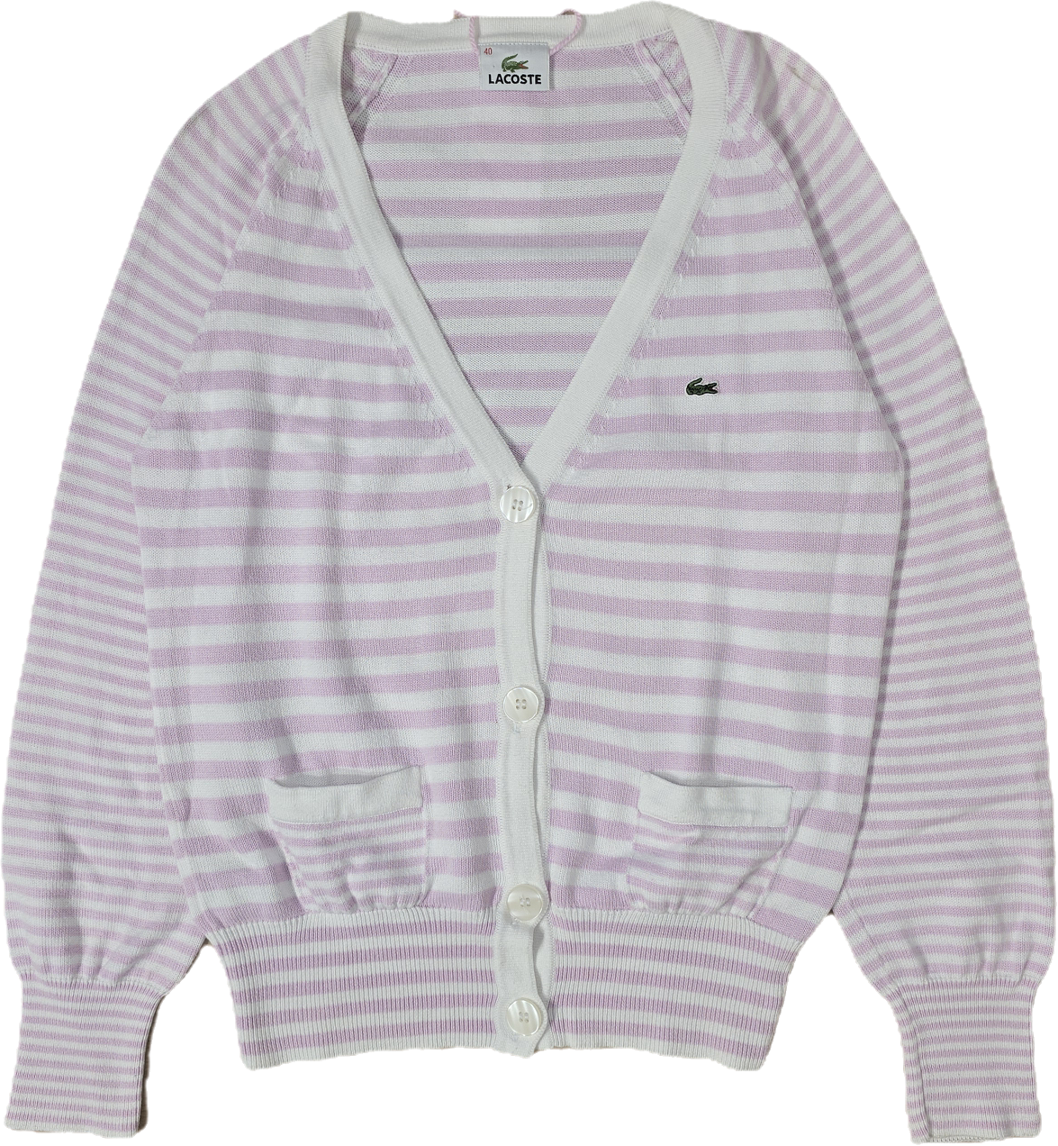 Cardigan à rayures rose/blanc des années 80' - M