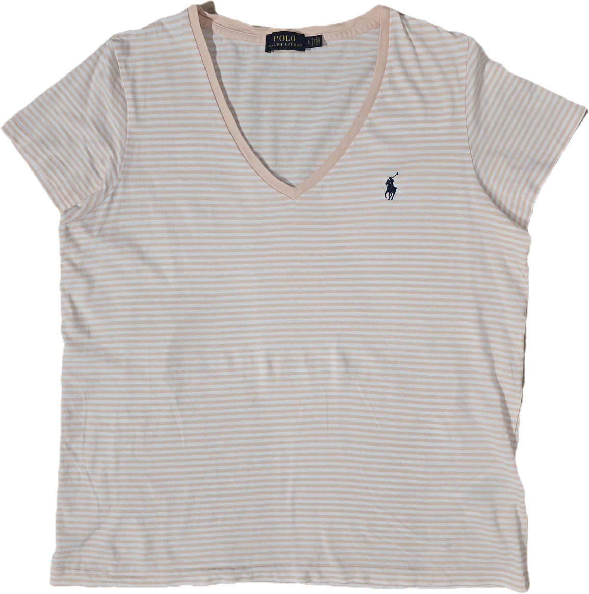 Tee-shirt à rayures abricot/blanc- M