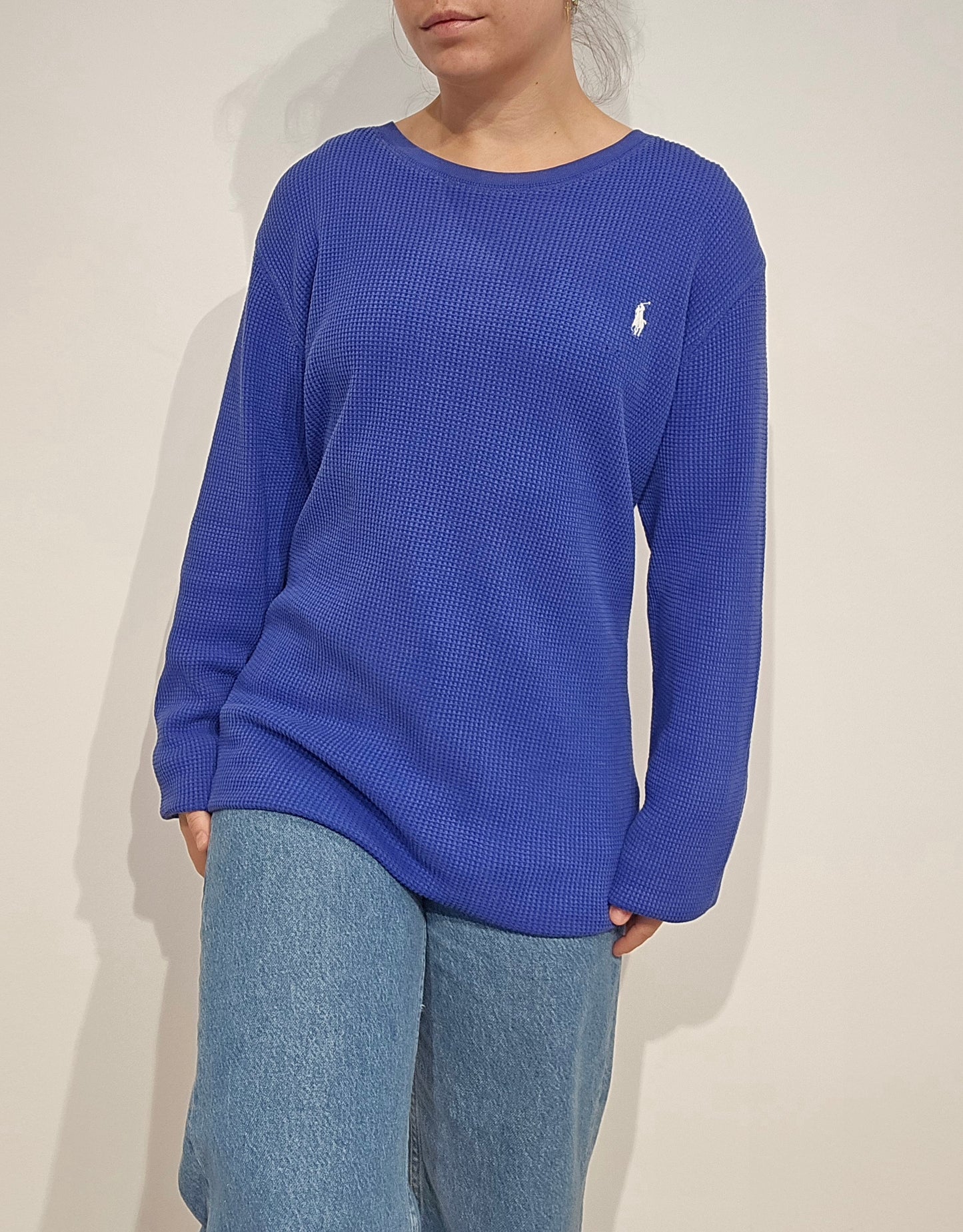 Pull léger en coton bleu - XL