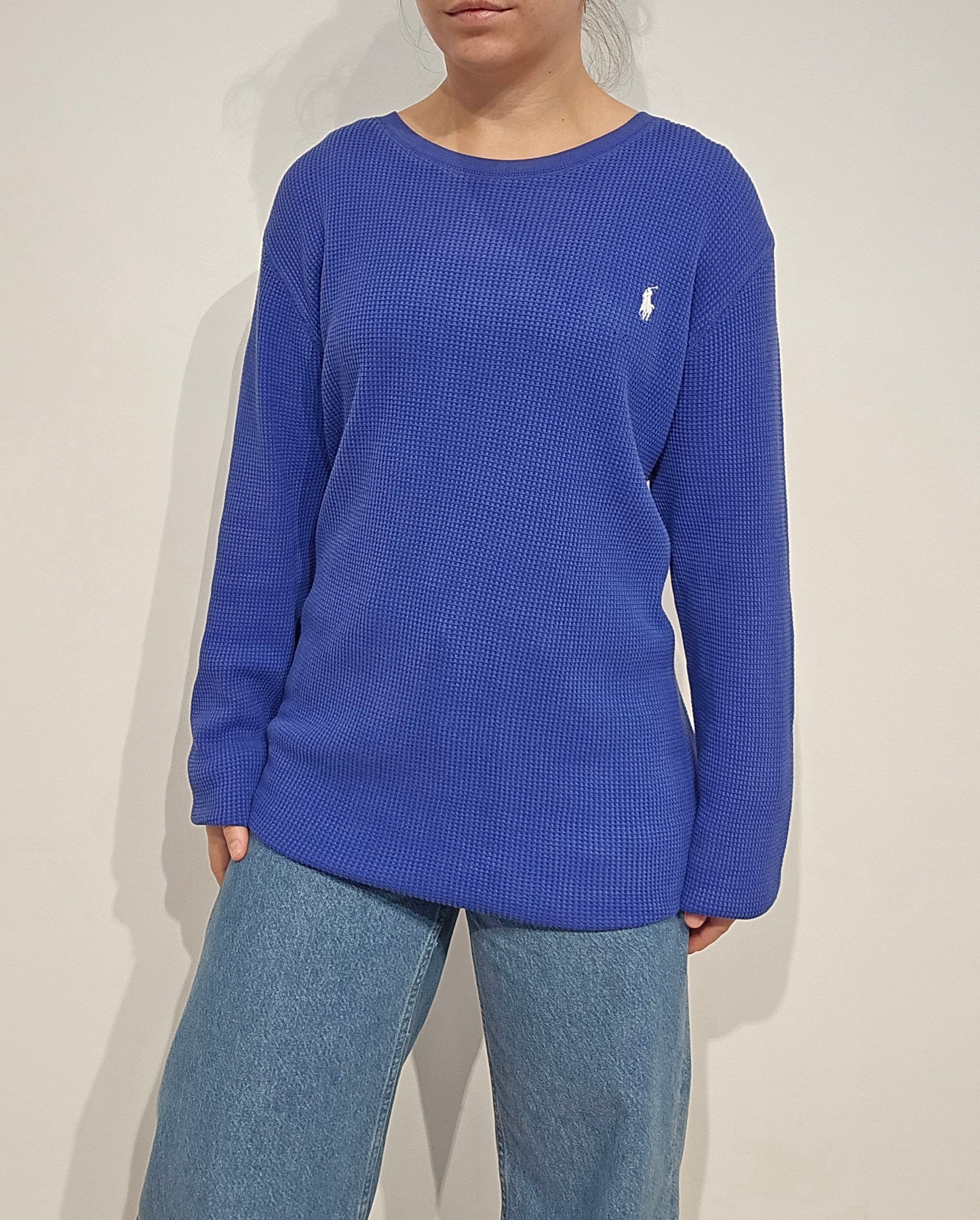 Pull léger en coton bleu - XL