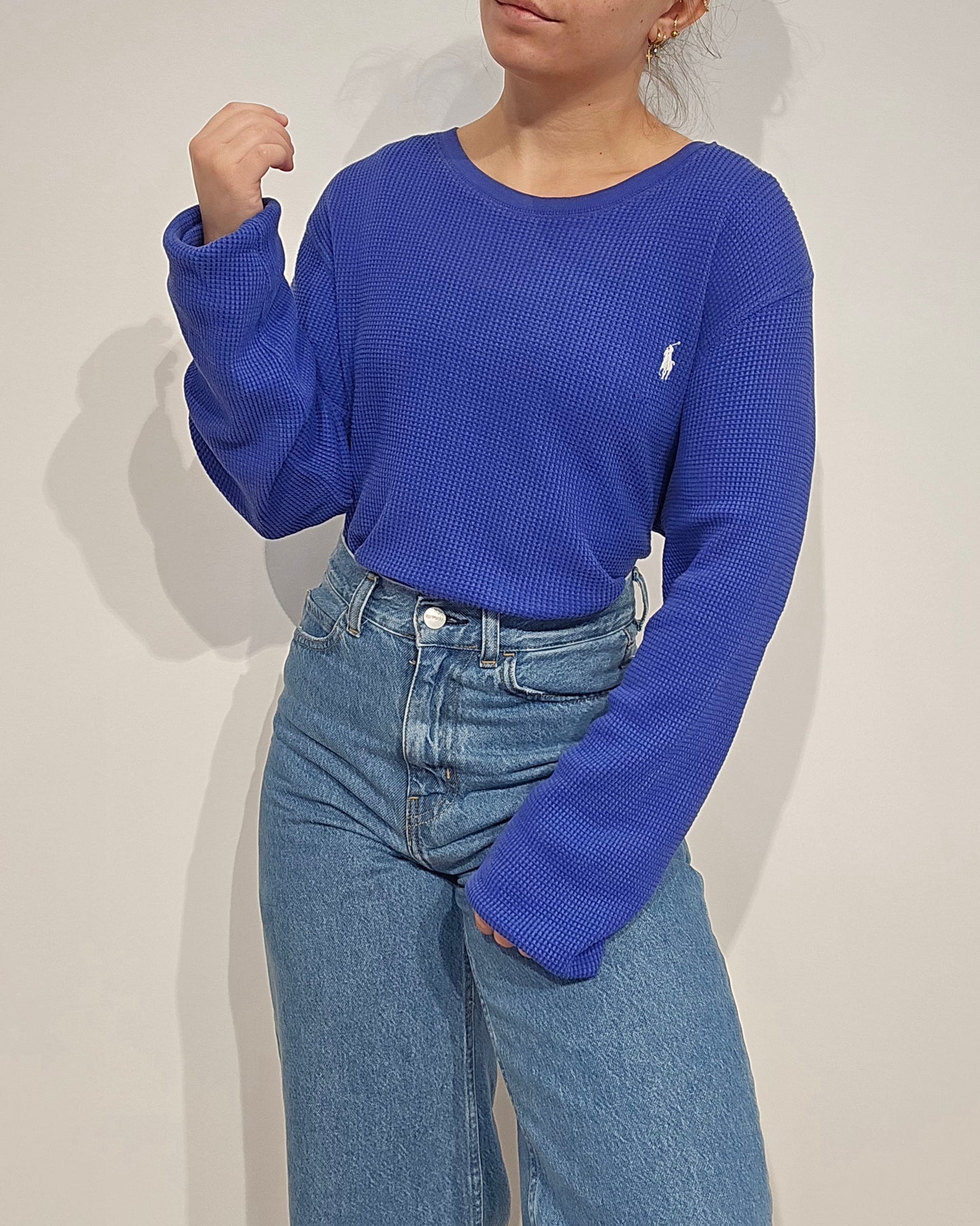 Pull léger en coton bleu - XL