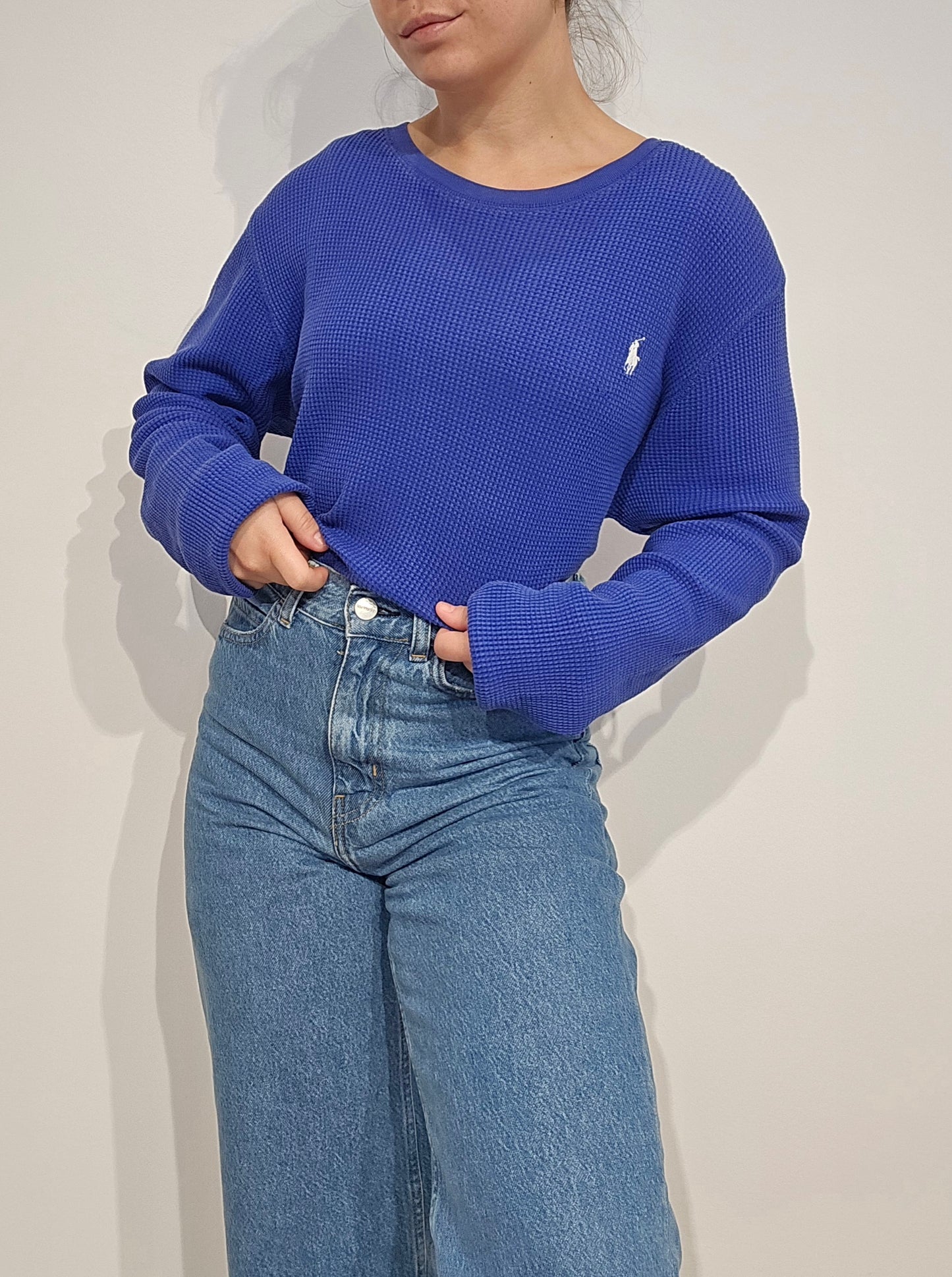 Pull léger en coton bleu - XL