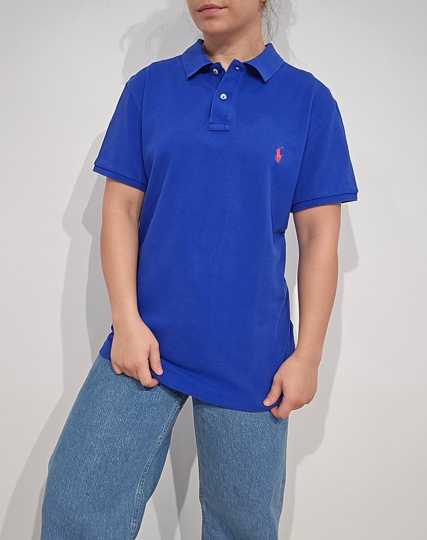 Polo classic fit en coton bleu - L
