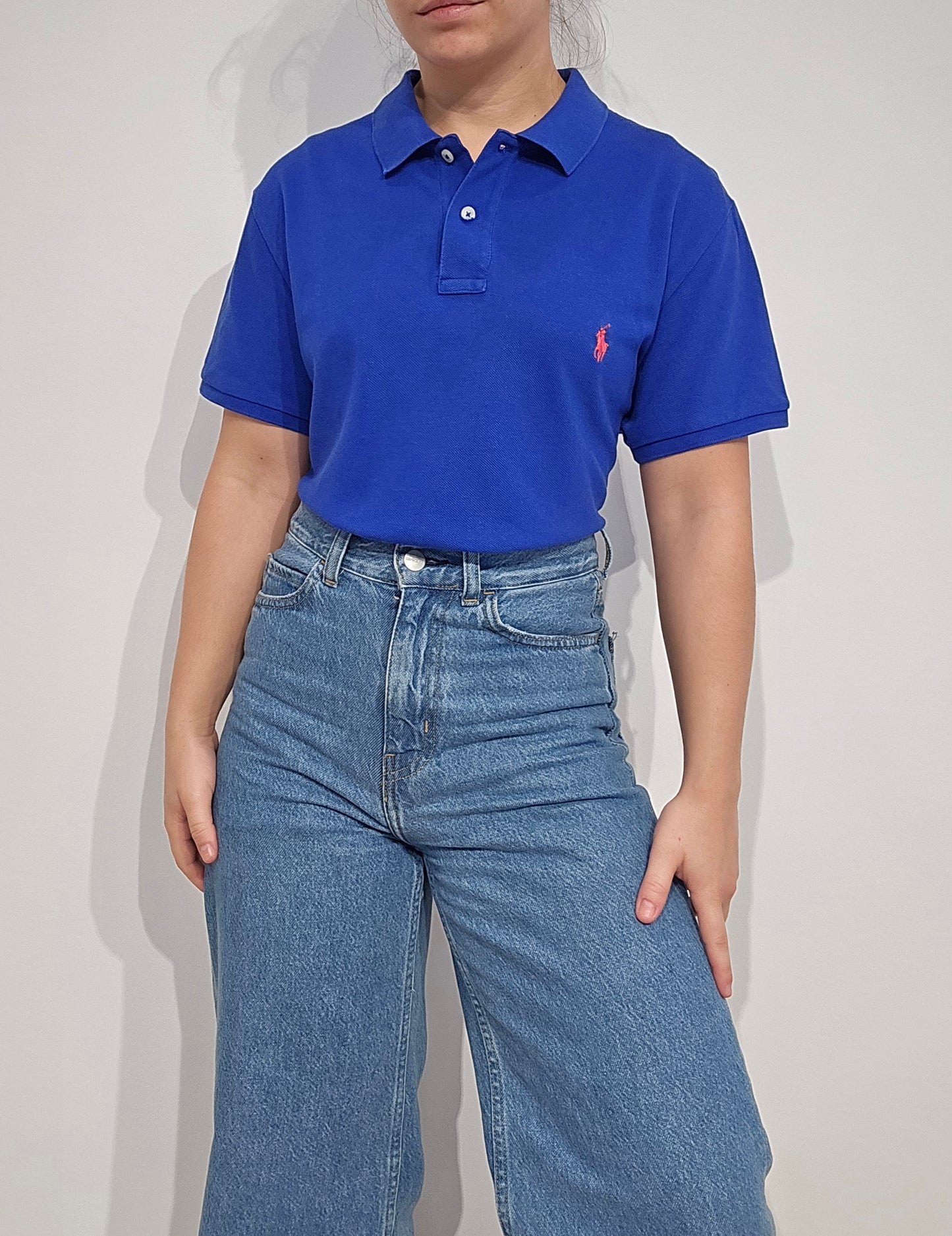 Polo classic fit en coton bleu - L